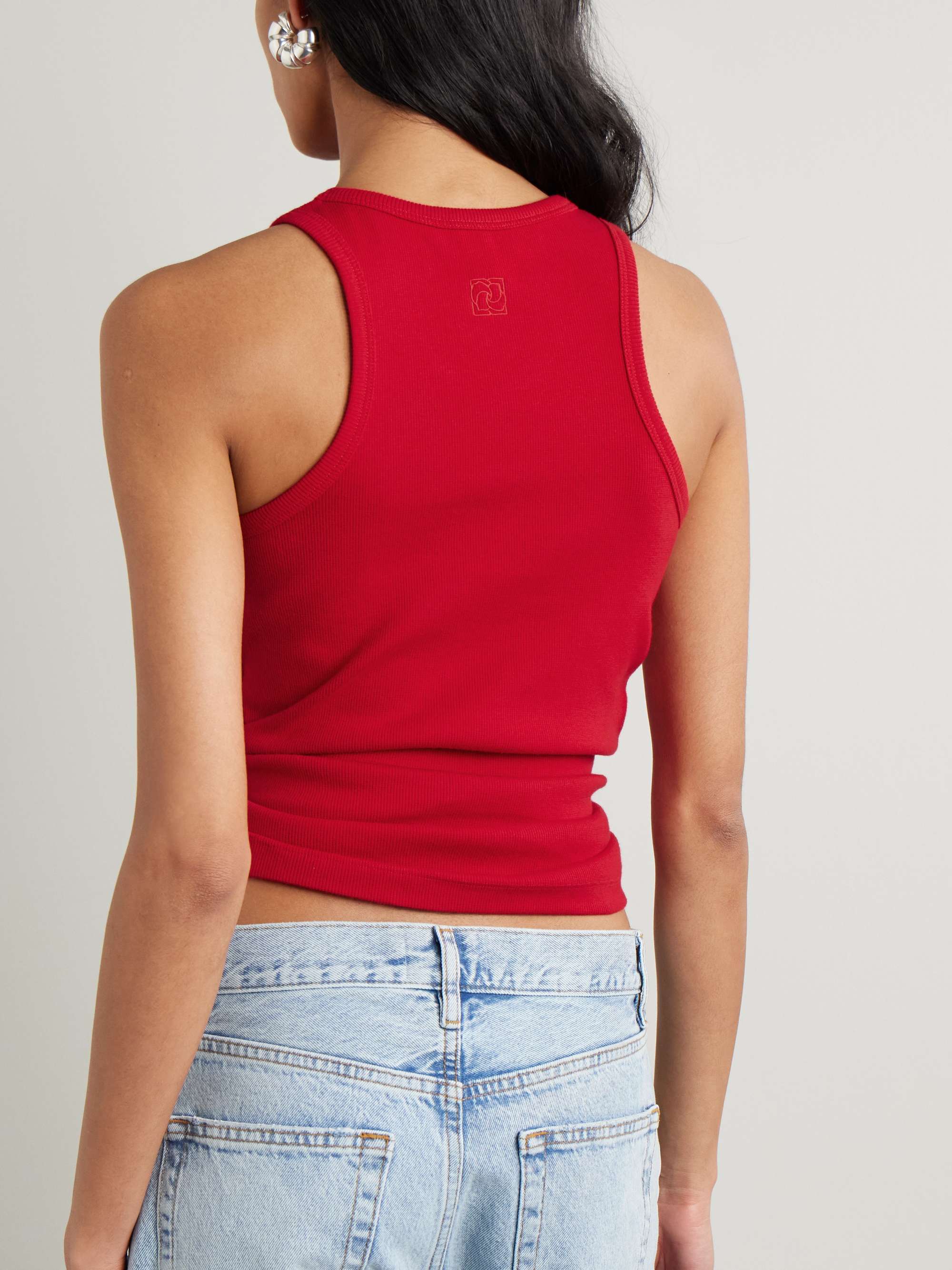 Knotted ribbed stretch cotton-jersey tank view