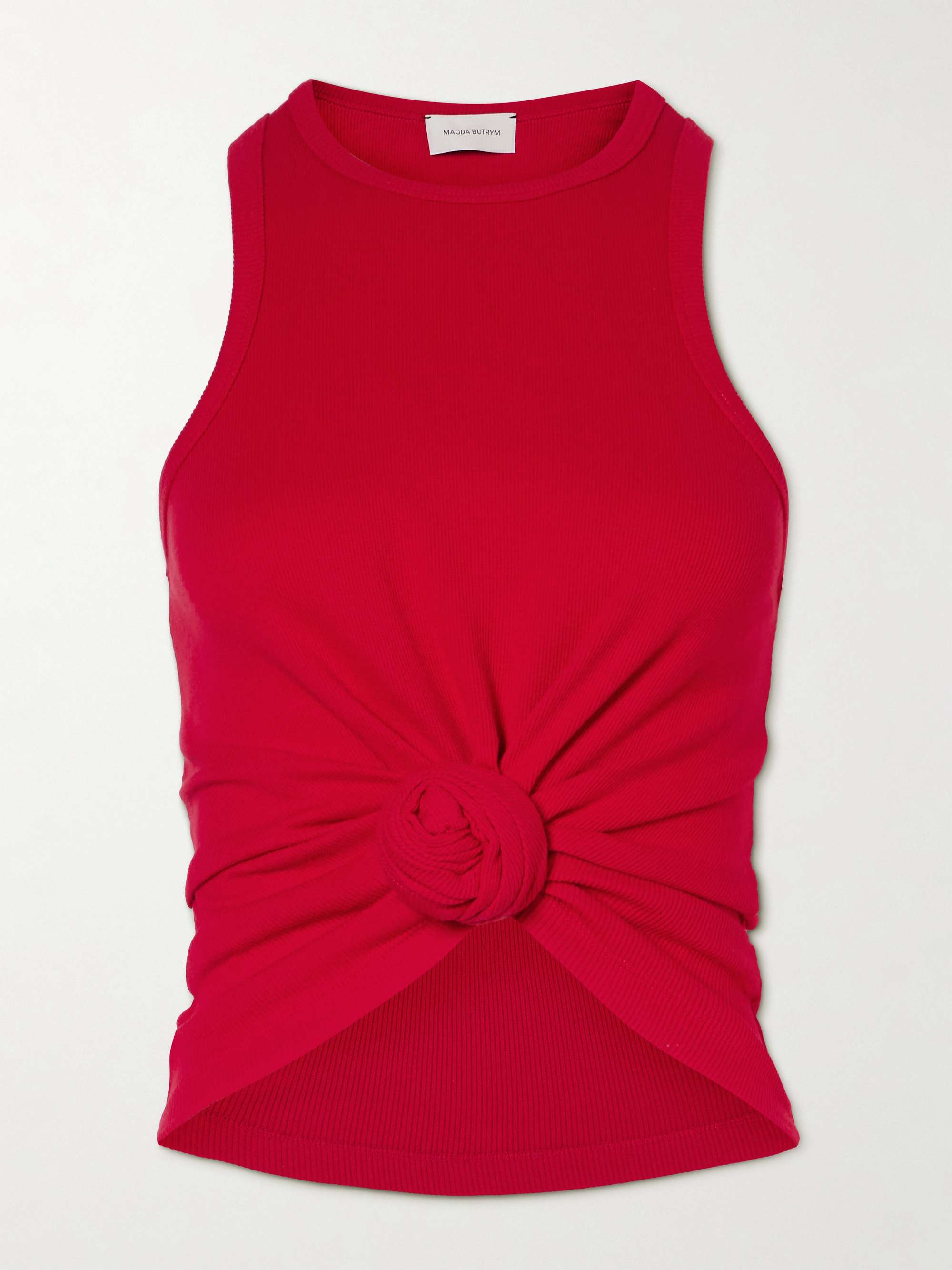 Knotted ribbed stretch cotton-jersey tank view