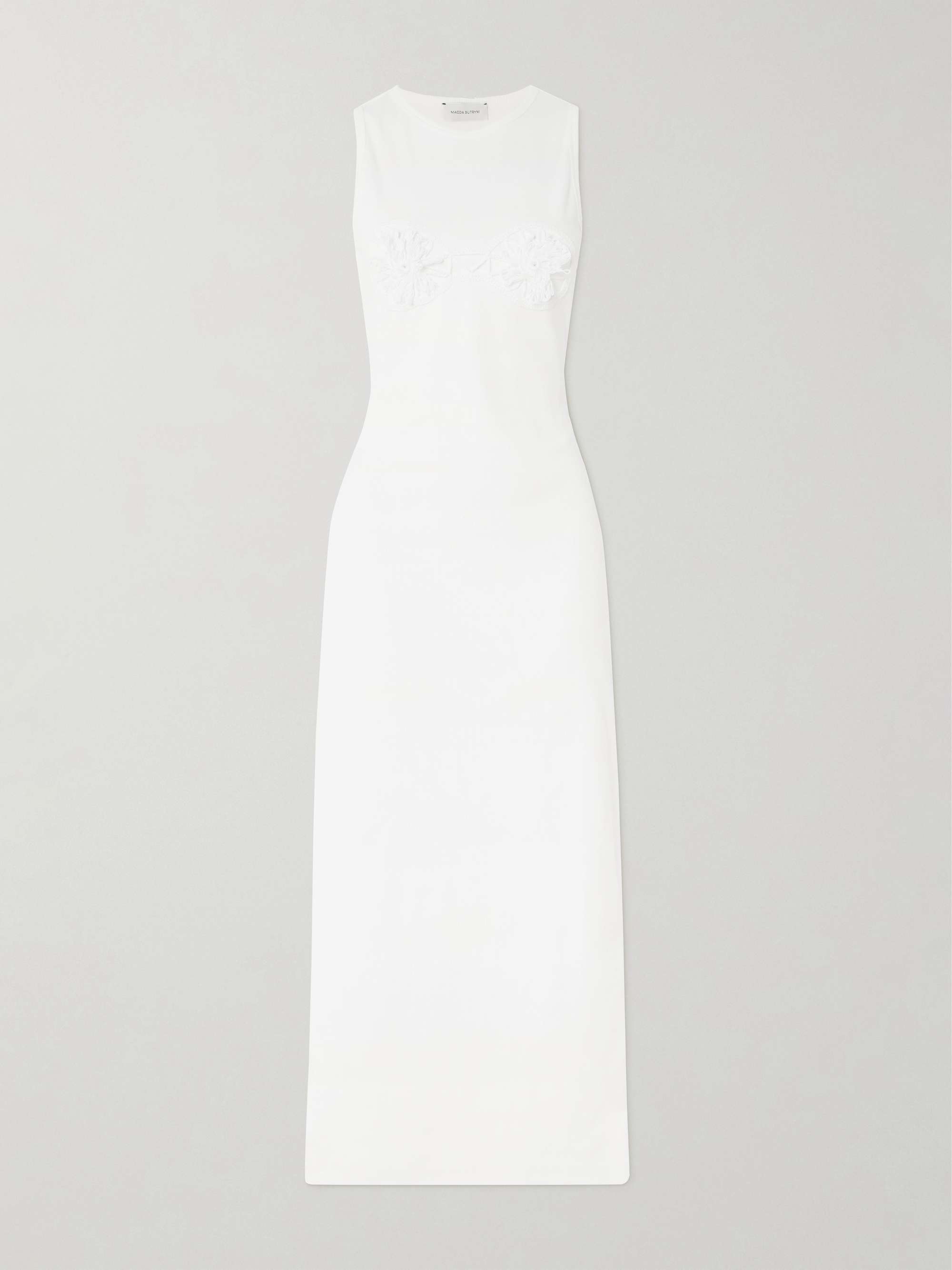 Crochet-trimmed ribbed stretch-cotton jersey midi dress view