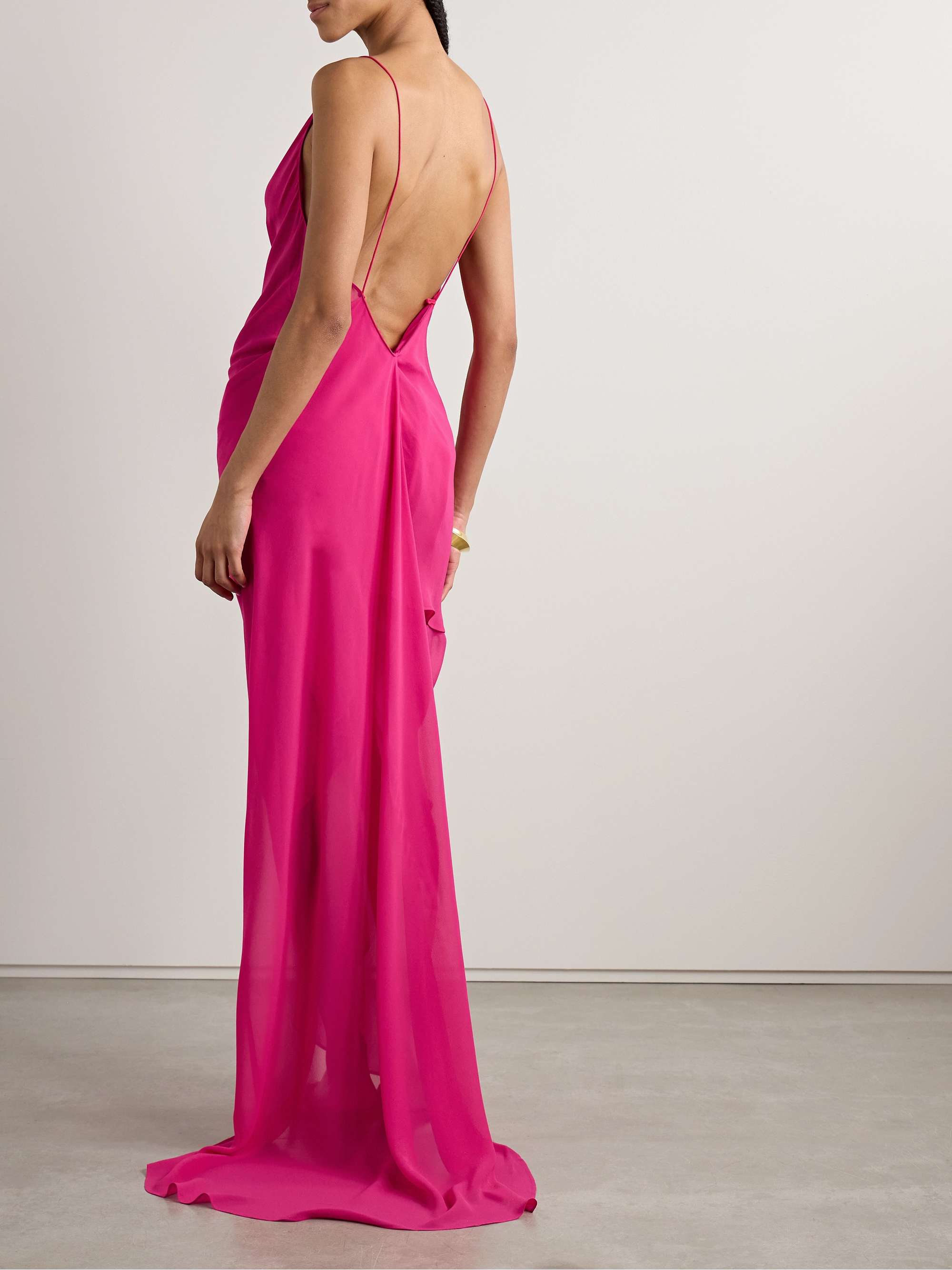 Draped silk-georgette gown view