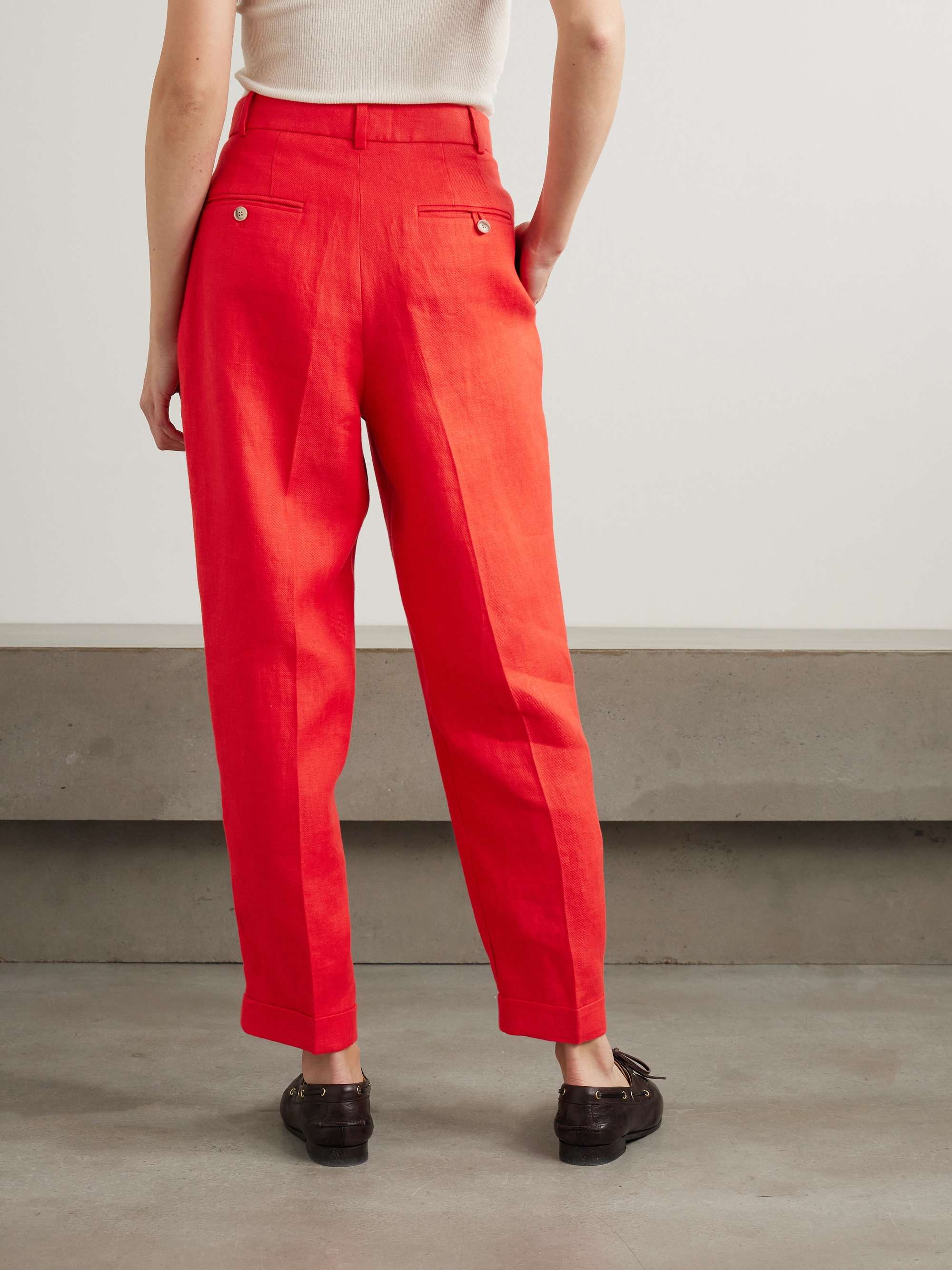Pleated linen tapered pants view