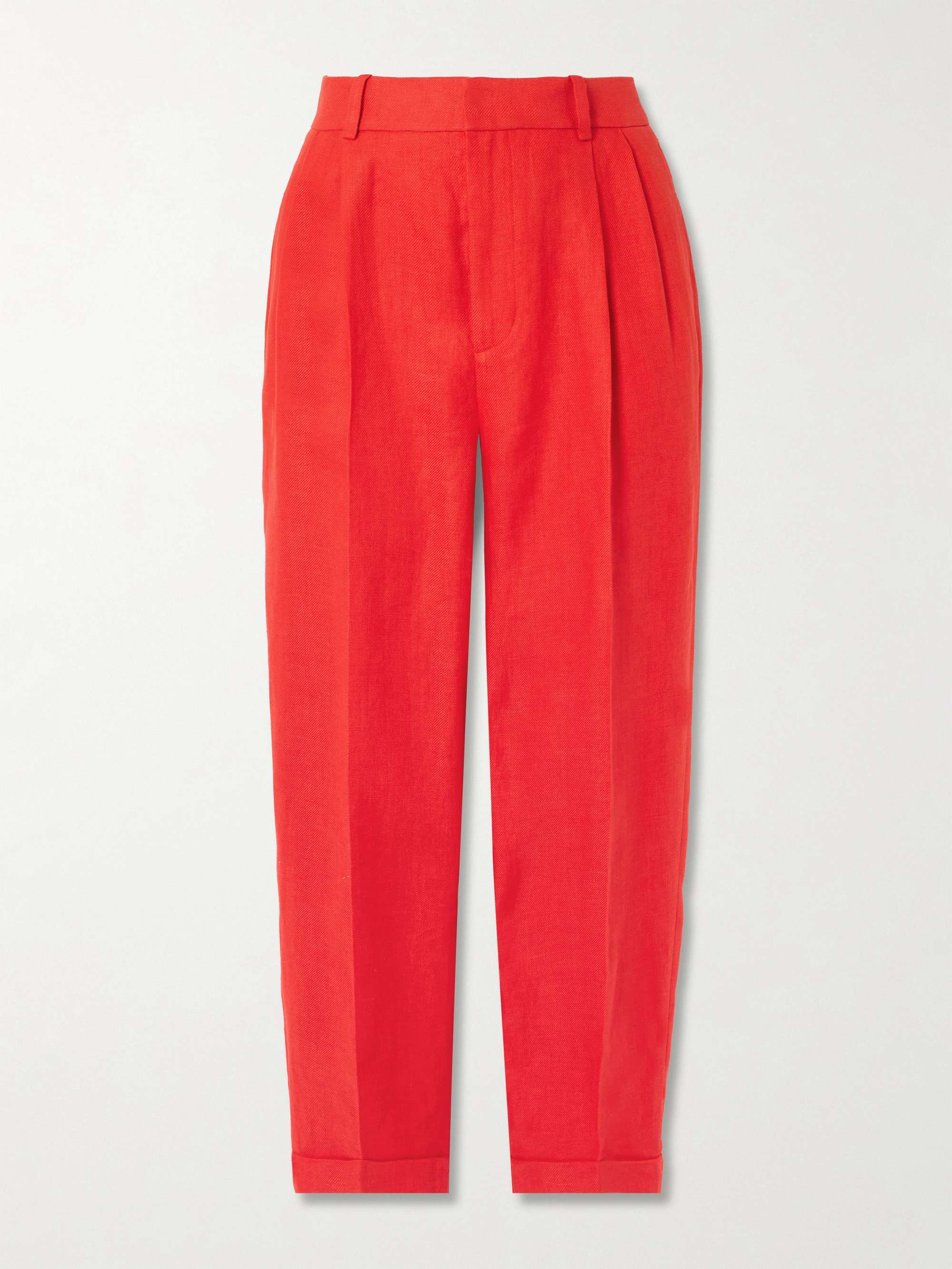 Pleated linen tapered pants view