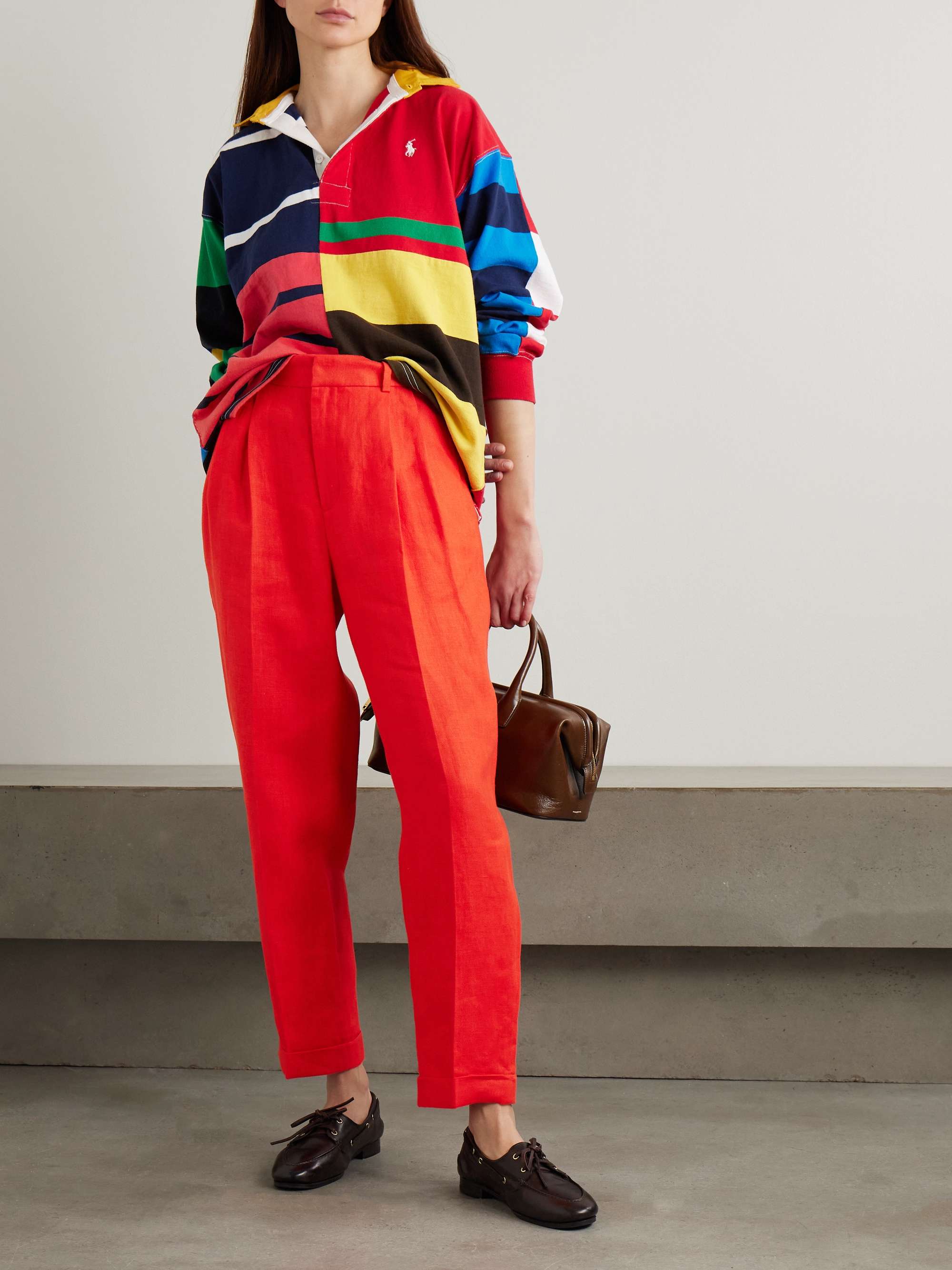 Pleated linen tapered pants view