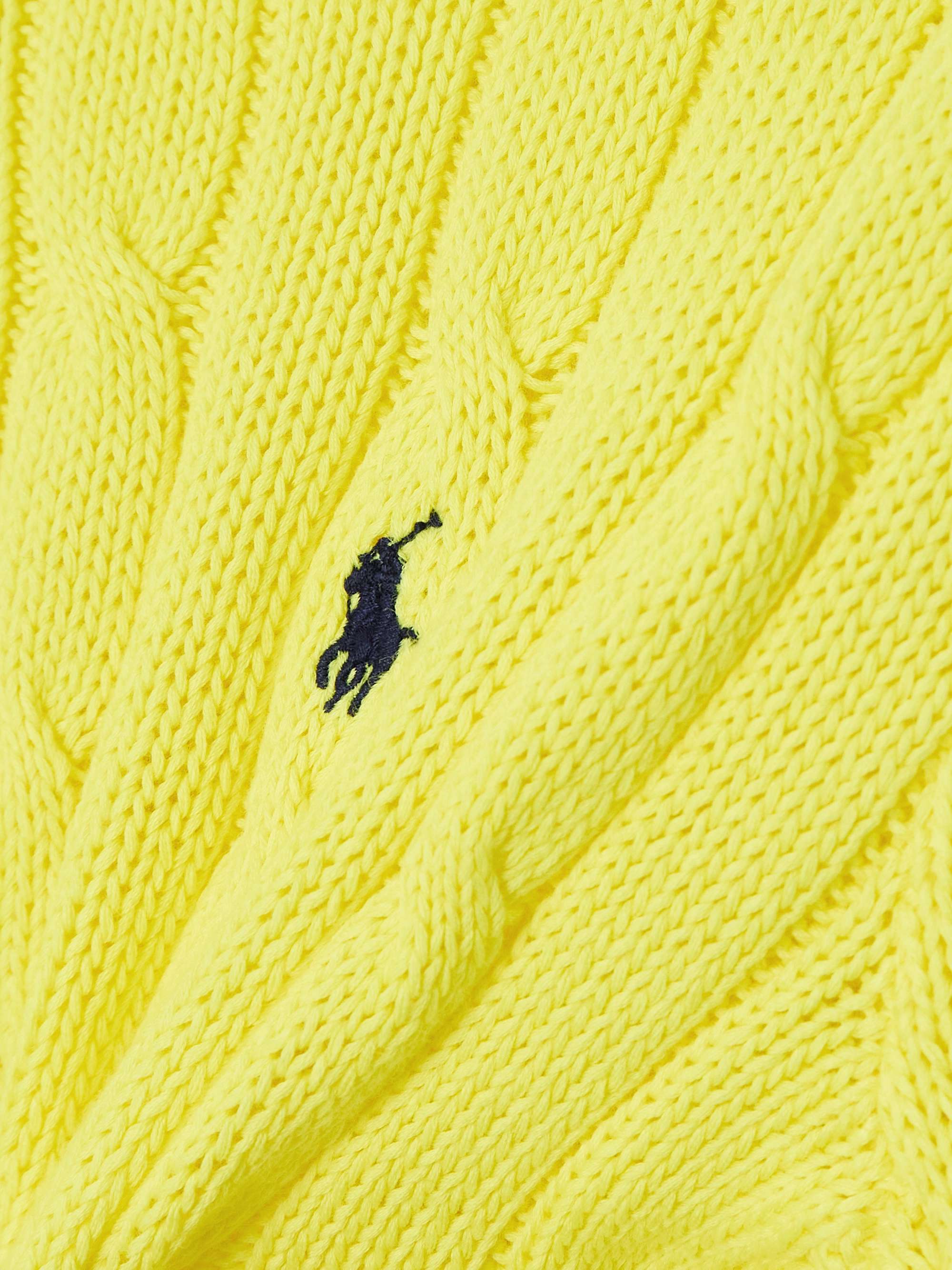 Logo-embroidered cropped cable-knit cotton sweater view