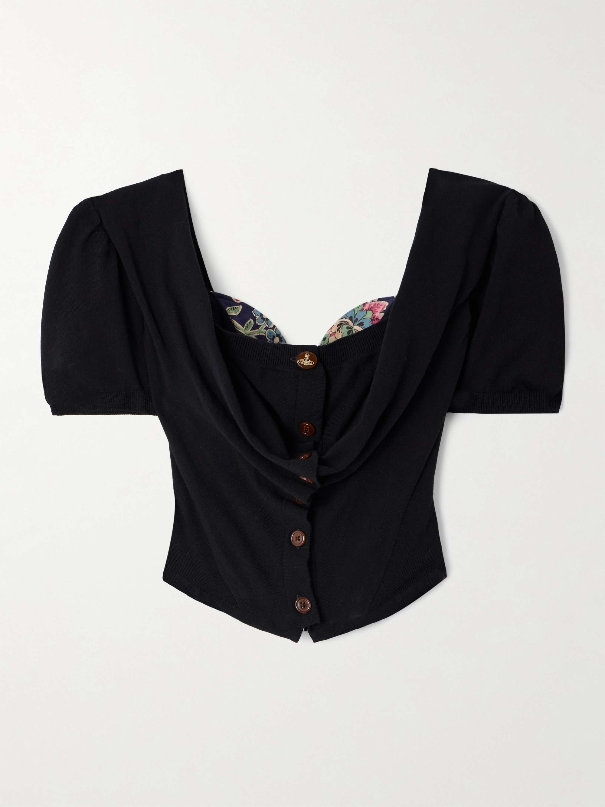 Bea printed draped cotton top view