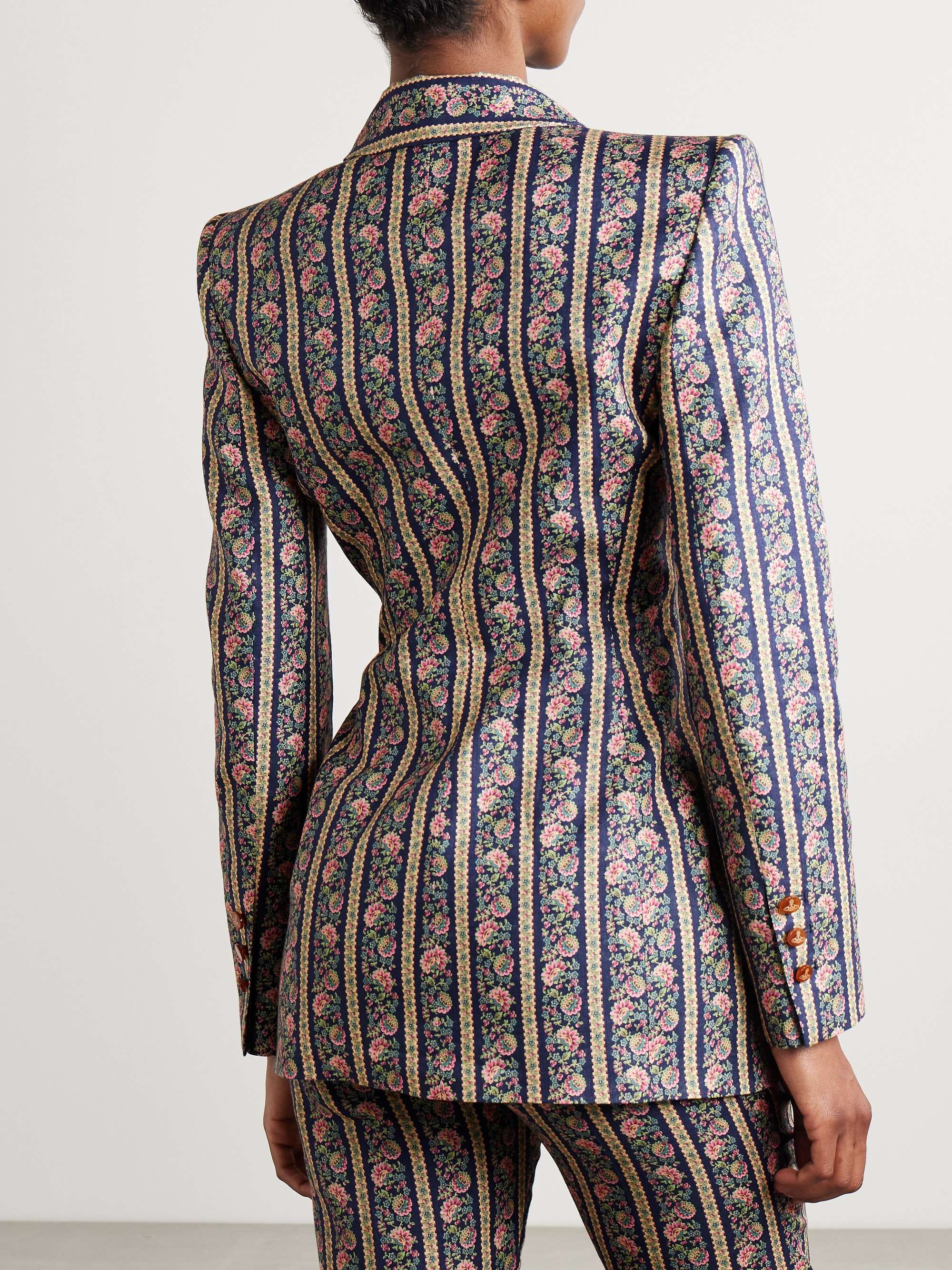 Lelio double-breasted floral-print linen blazer view