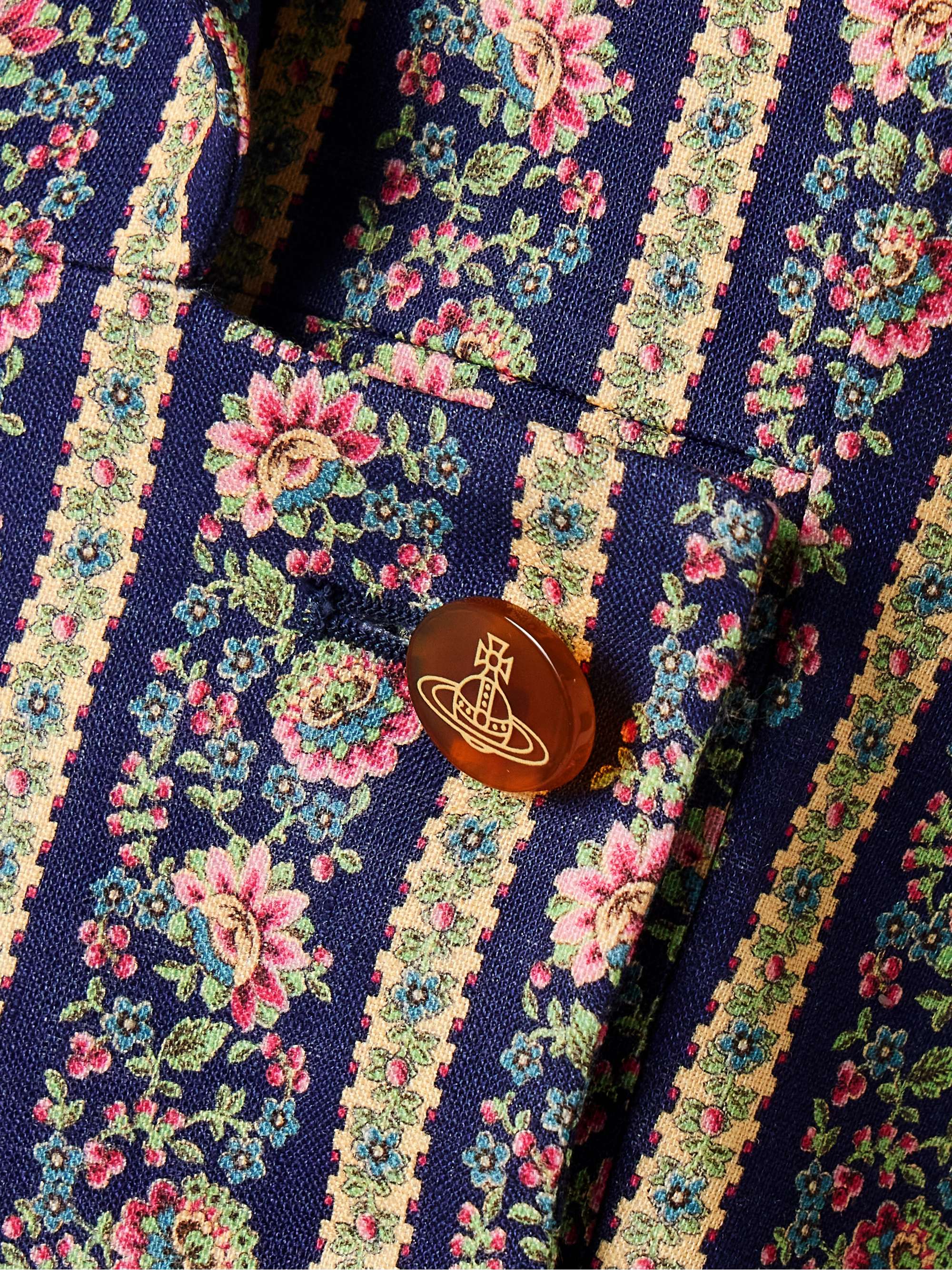 Lelio double-breasted floral-print linen blazer view