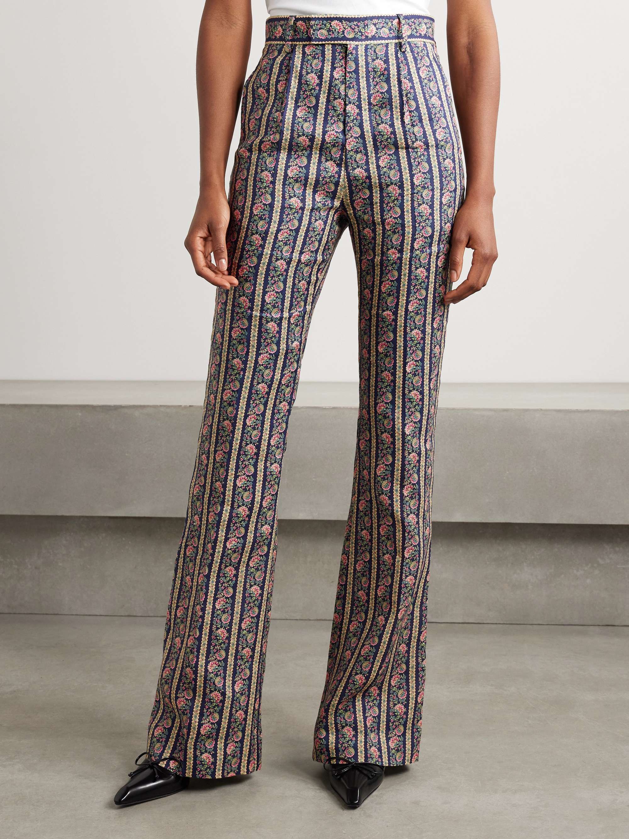 Ray floral-print linen flared pants view