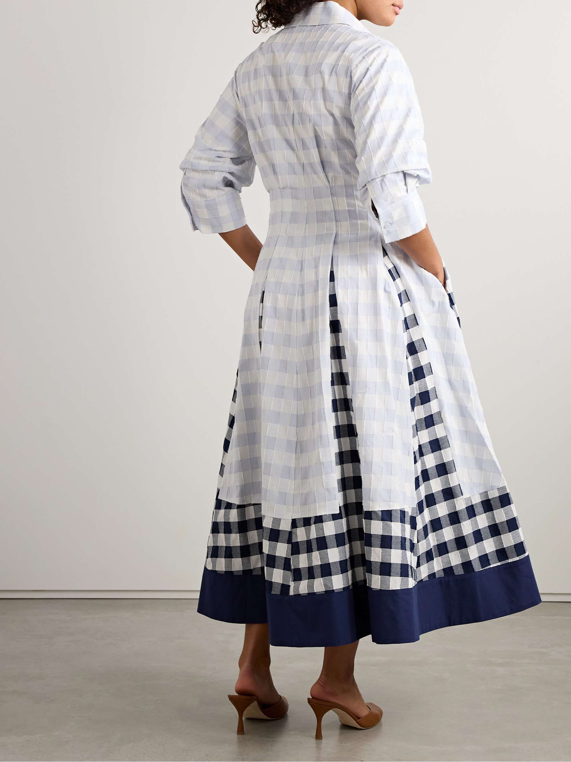 Jazz frayed paneled checked cotton-voile midi shirt dress view