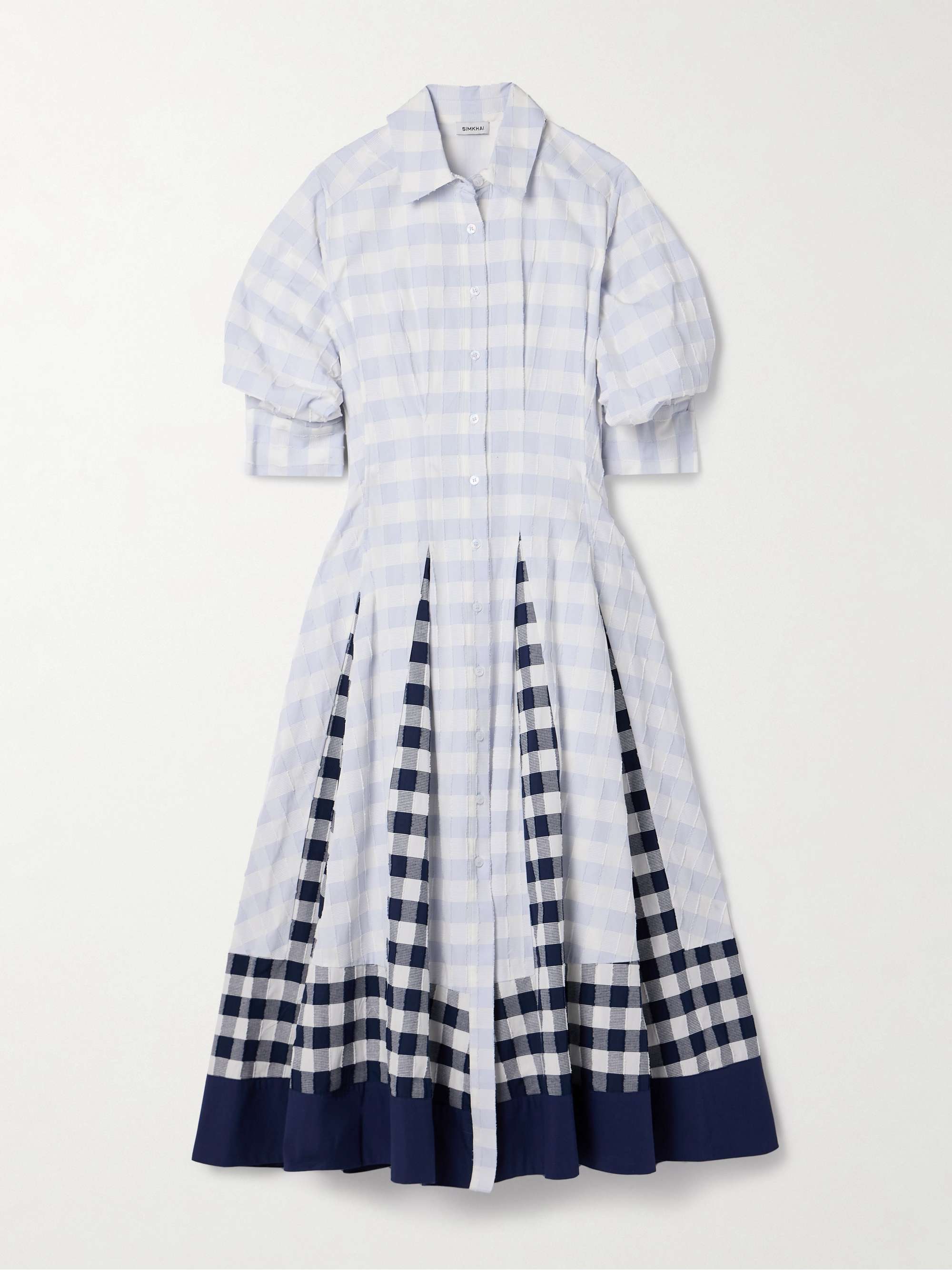 Jazz frayed paneled checked cotton-voile midi shirt dress view