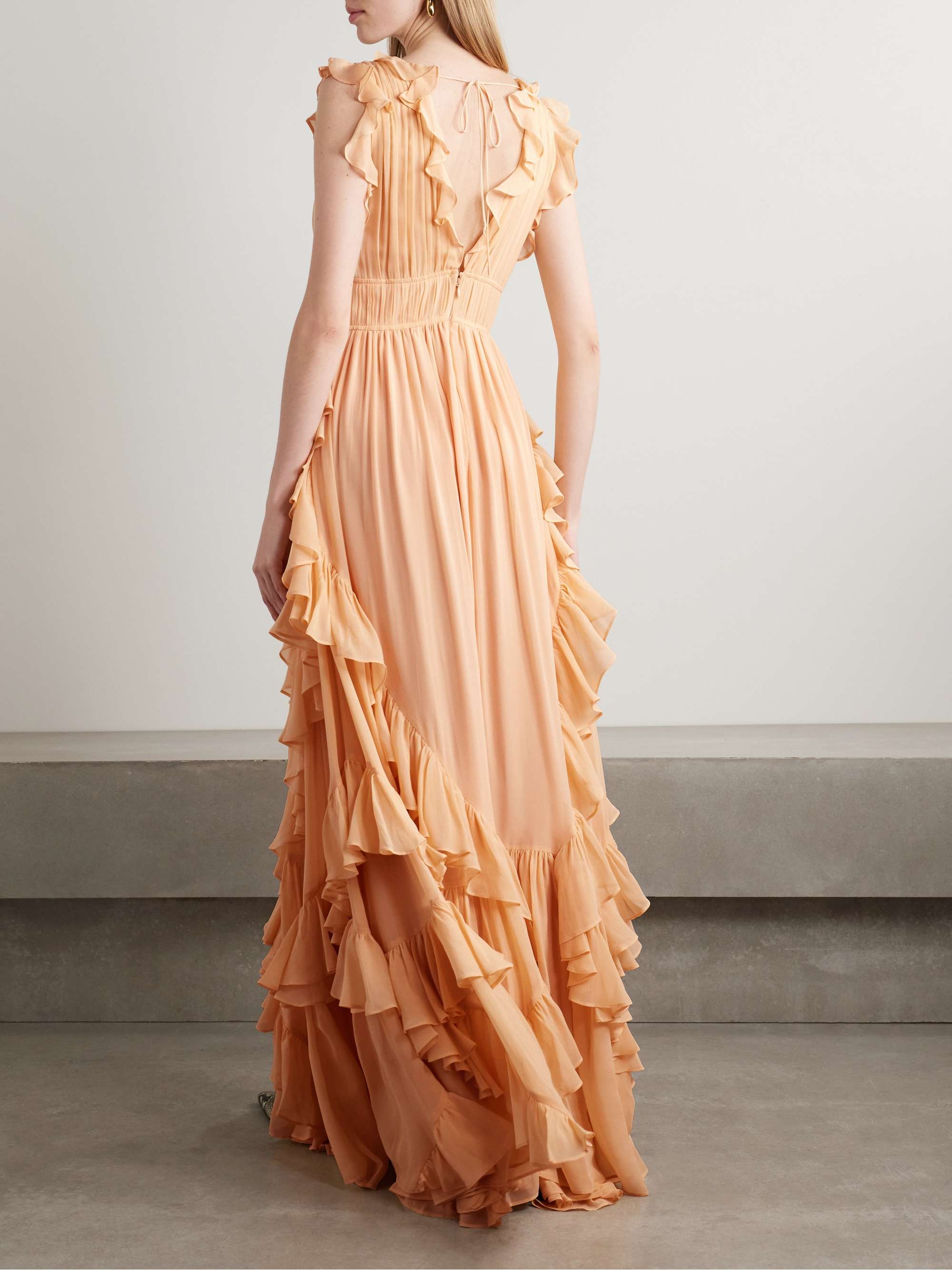 Florella ruffled silk-chiffon gown view