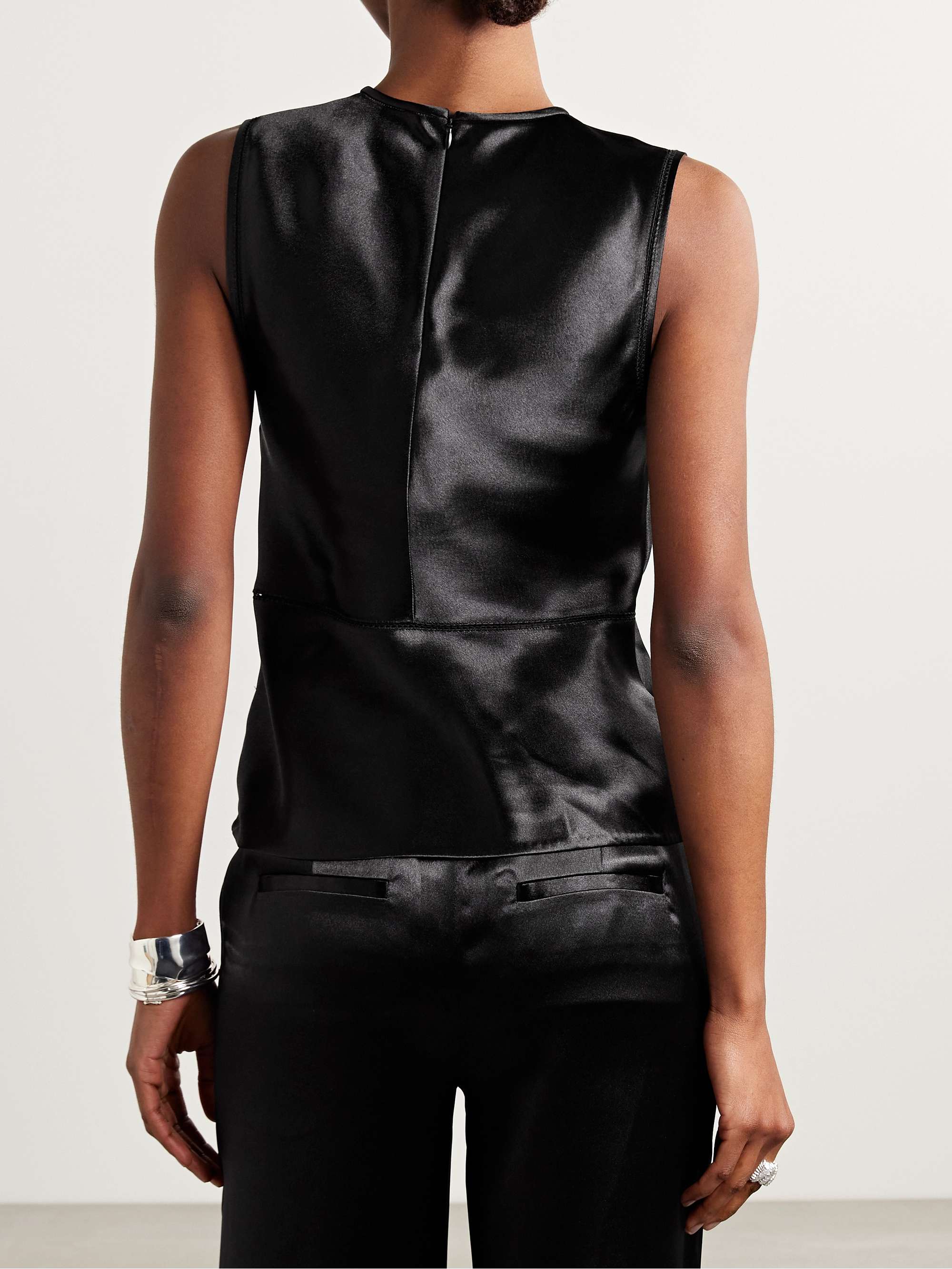 Kiera crochet-trimmed satin tank view