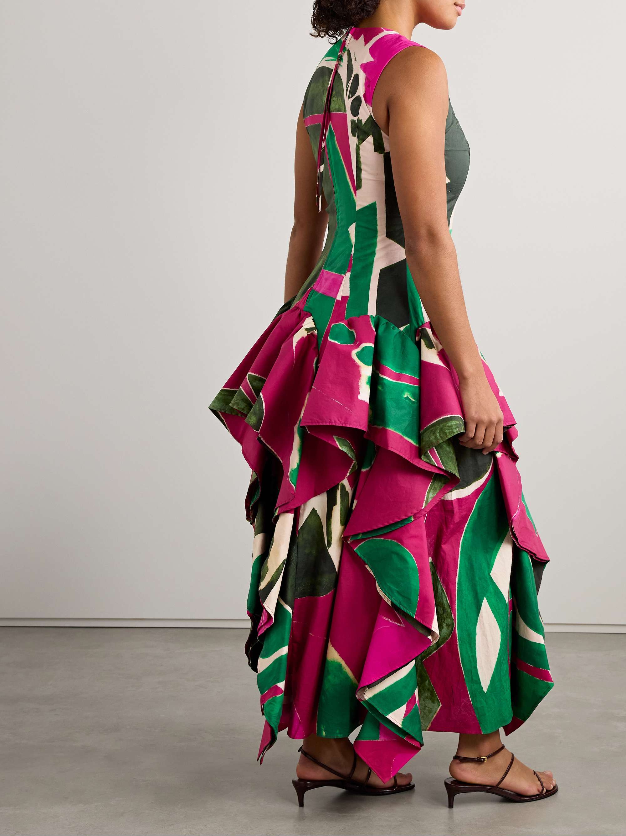 + Lee Krasner Mural draped printed cotton-poplin gown view