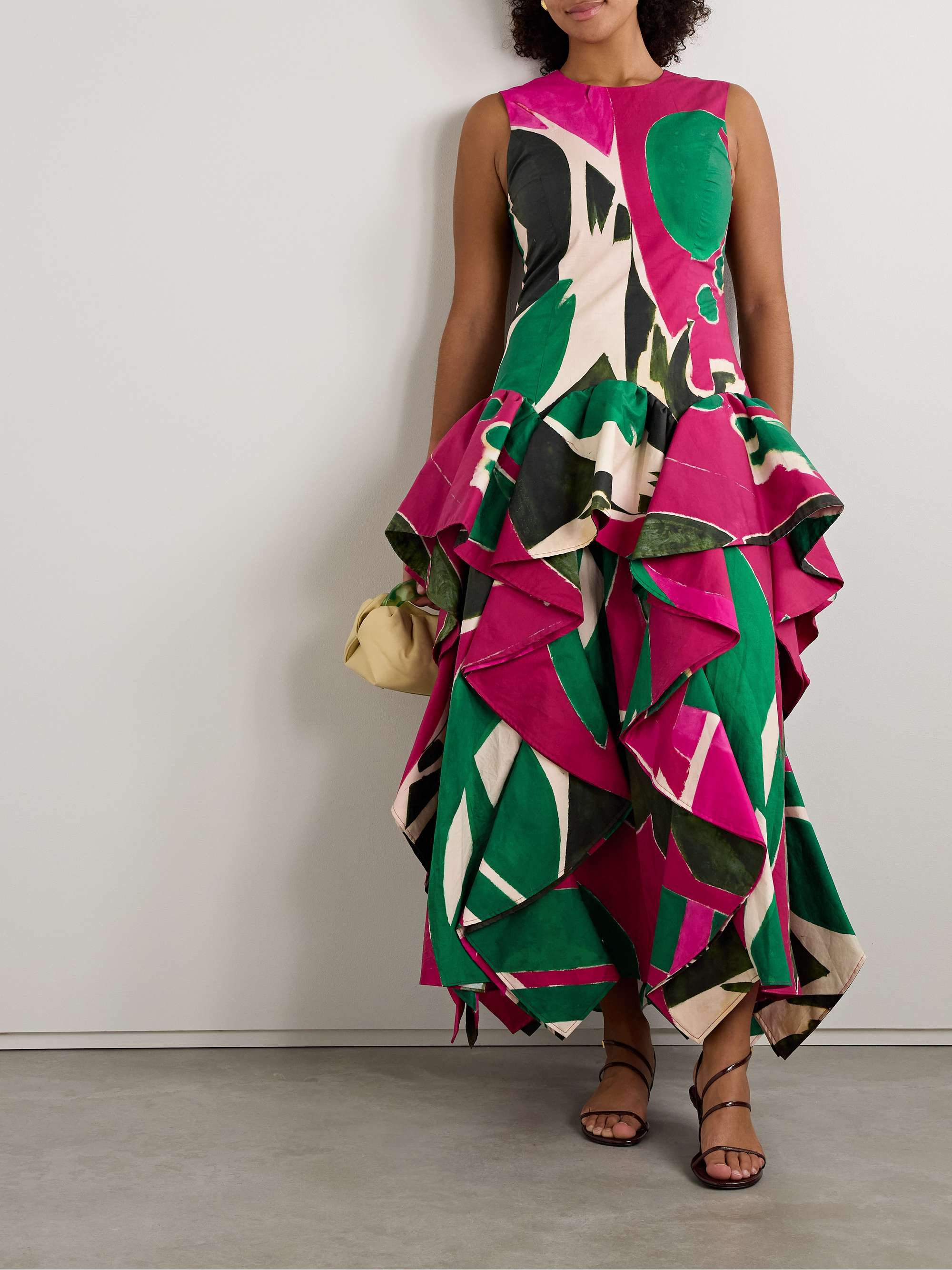 + Lee Krasner Mural draped printed cotton-poplin gown view