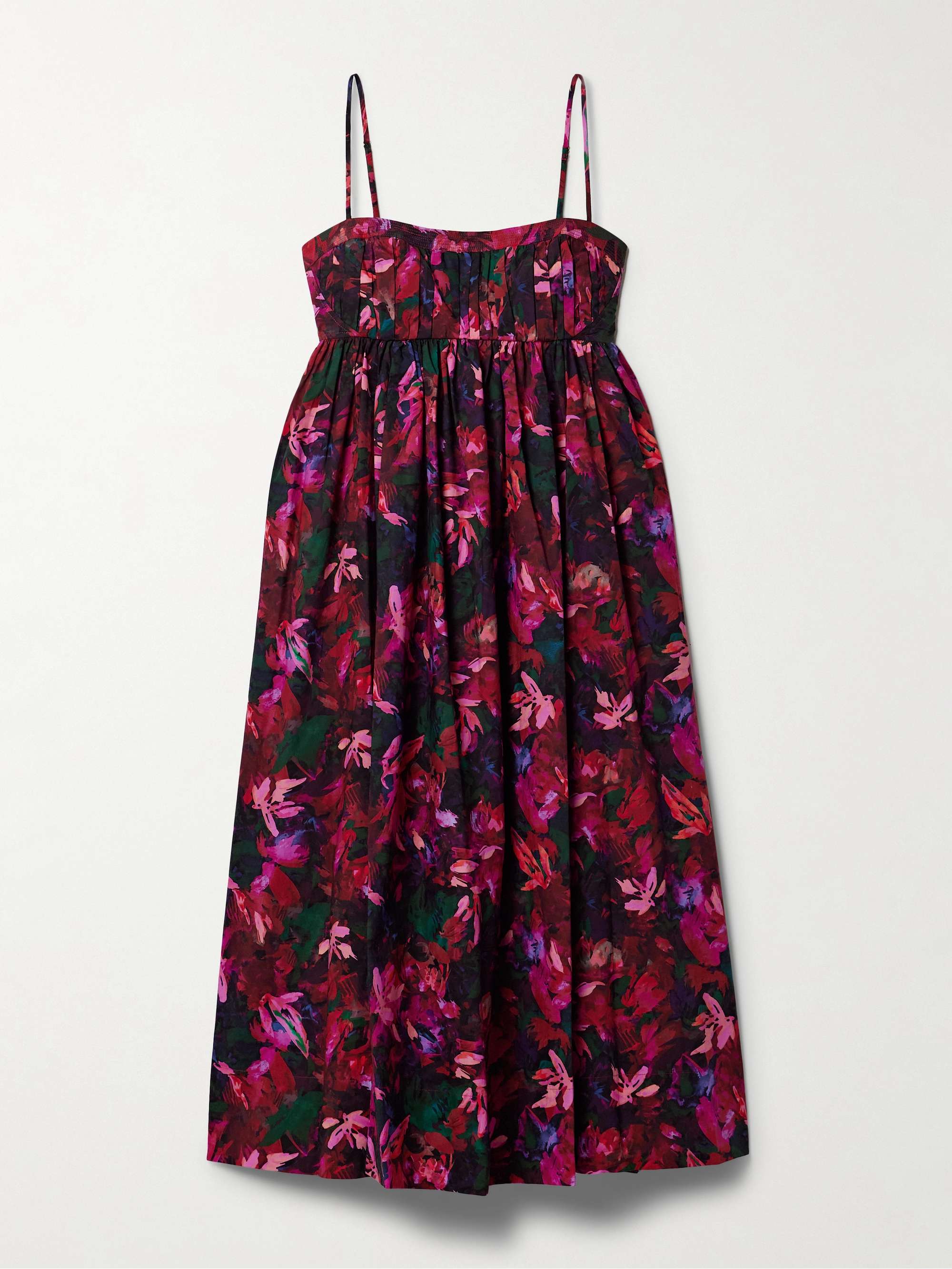 Lucille gathered floral-print cotton-poplin midi dress view