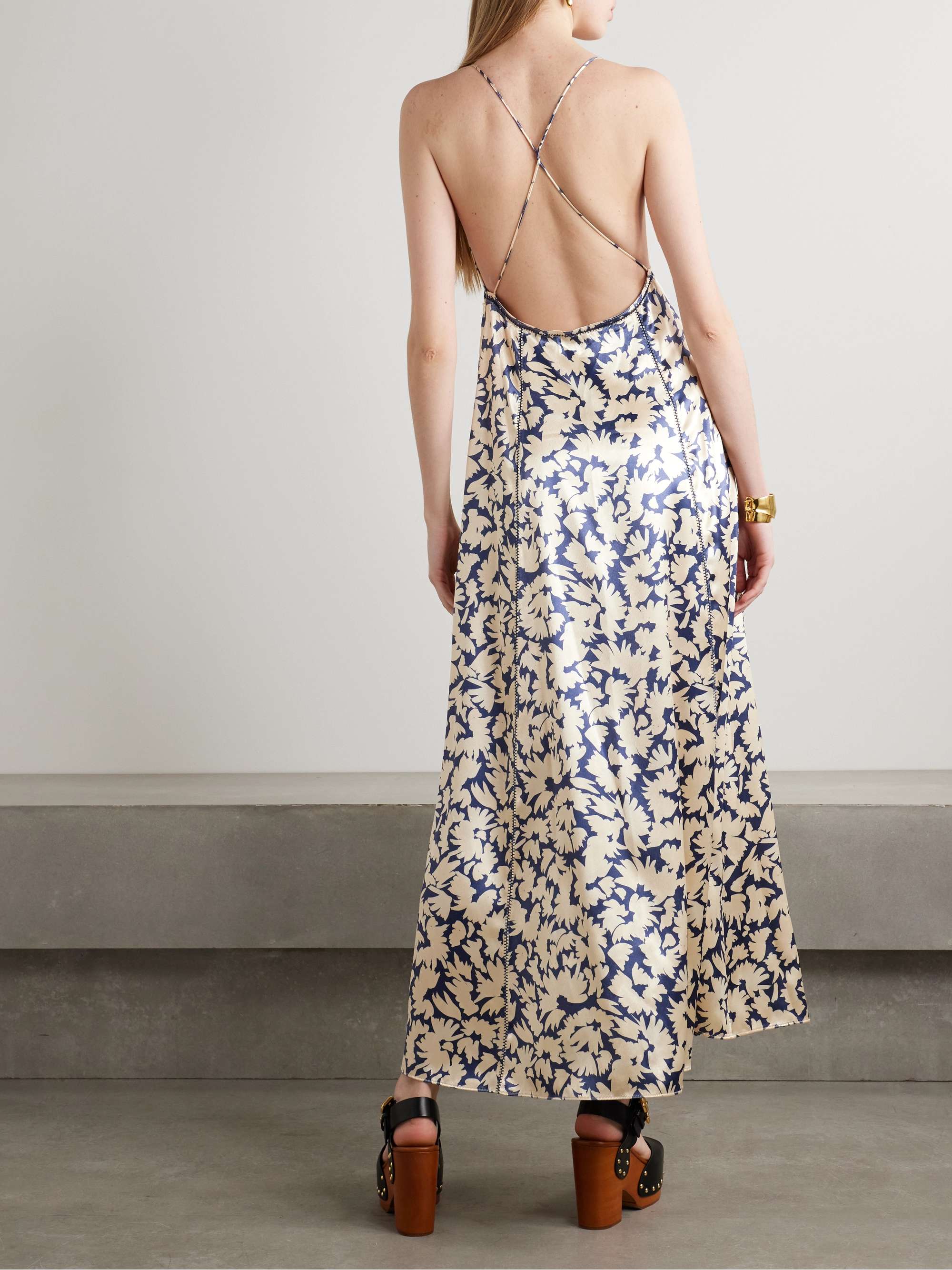 Evie floral-print satin maxi dress view