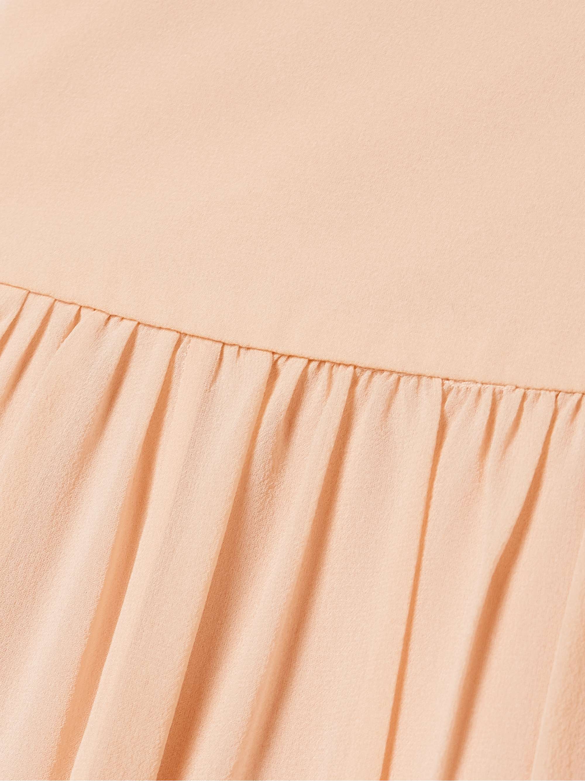 Reina gathered silk crepe de chine midi skirt view