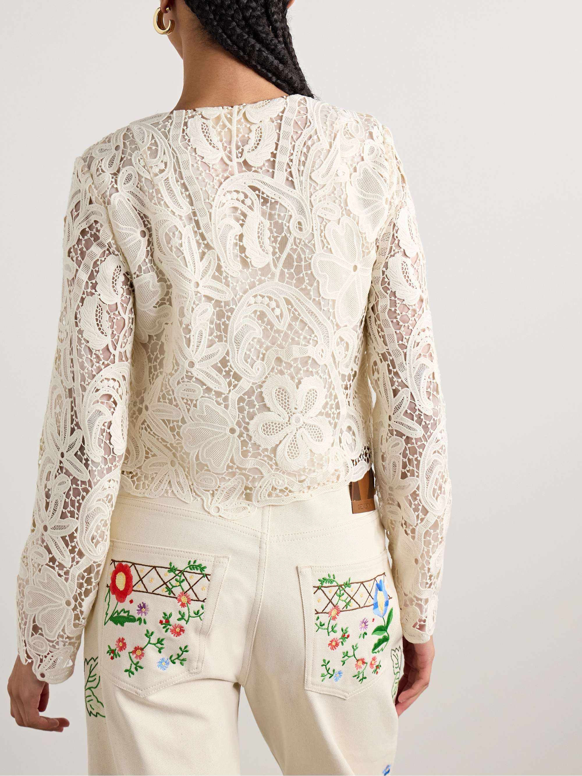 Caris cropped guipure lace jacket view