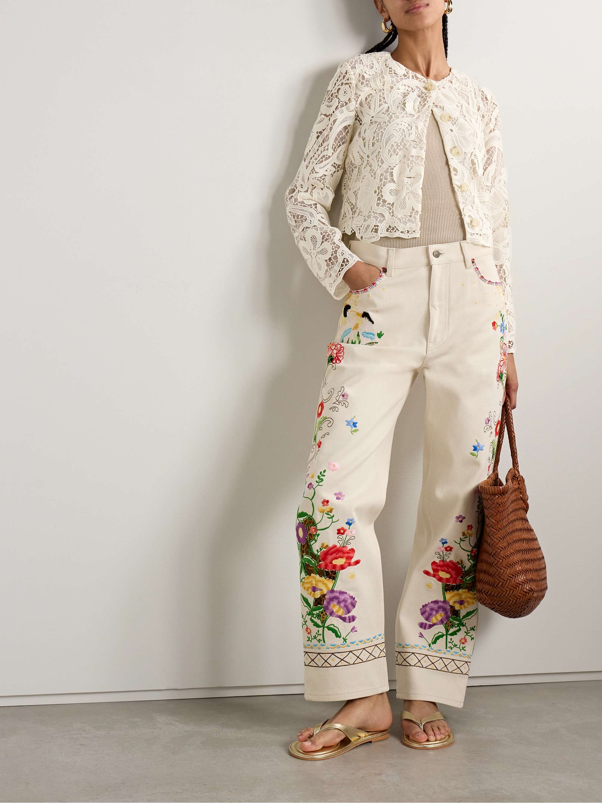 Caris cropped guipure lace jacket view