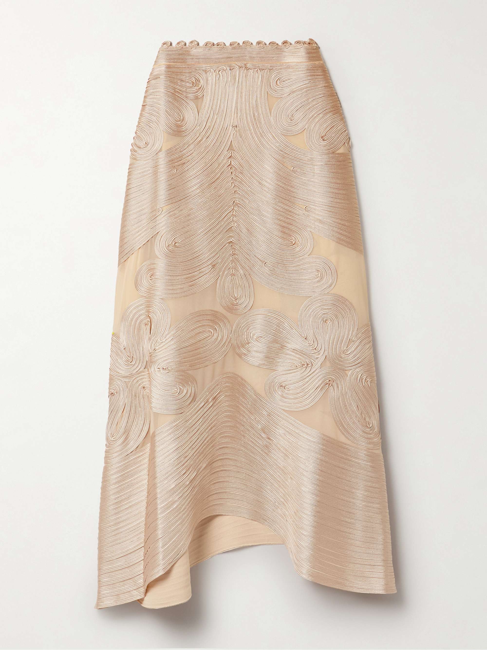 Kaelyn appliquéd silk-chiffon midi skirt view