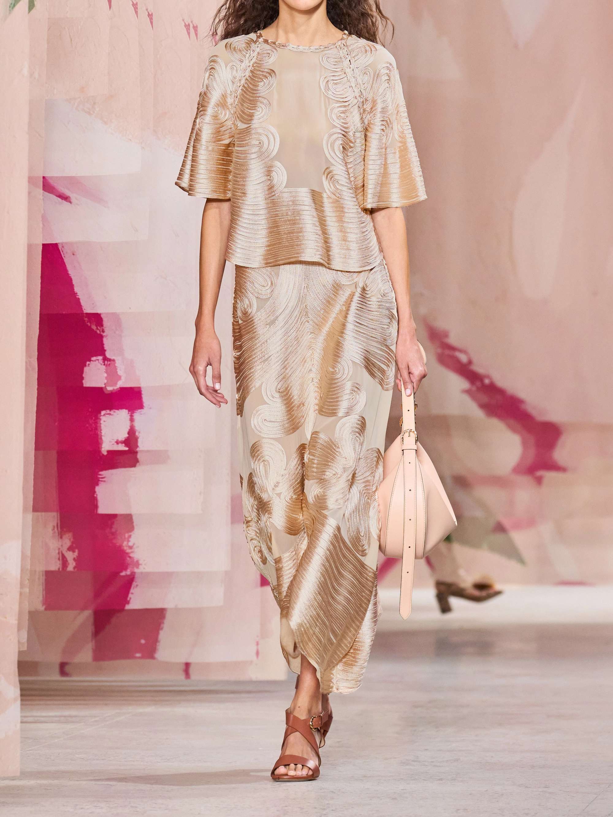 Kaelyn appliquéd silk-chiffon midi skirt view