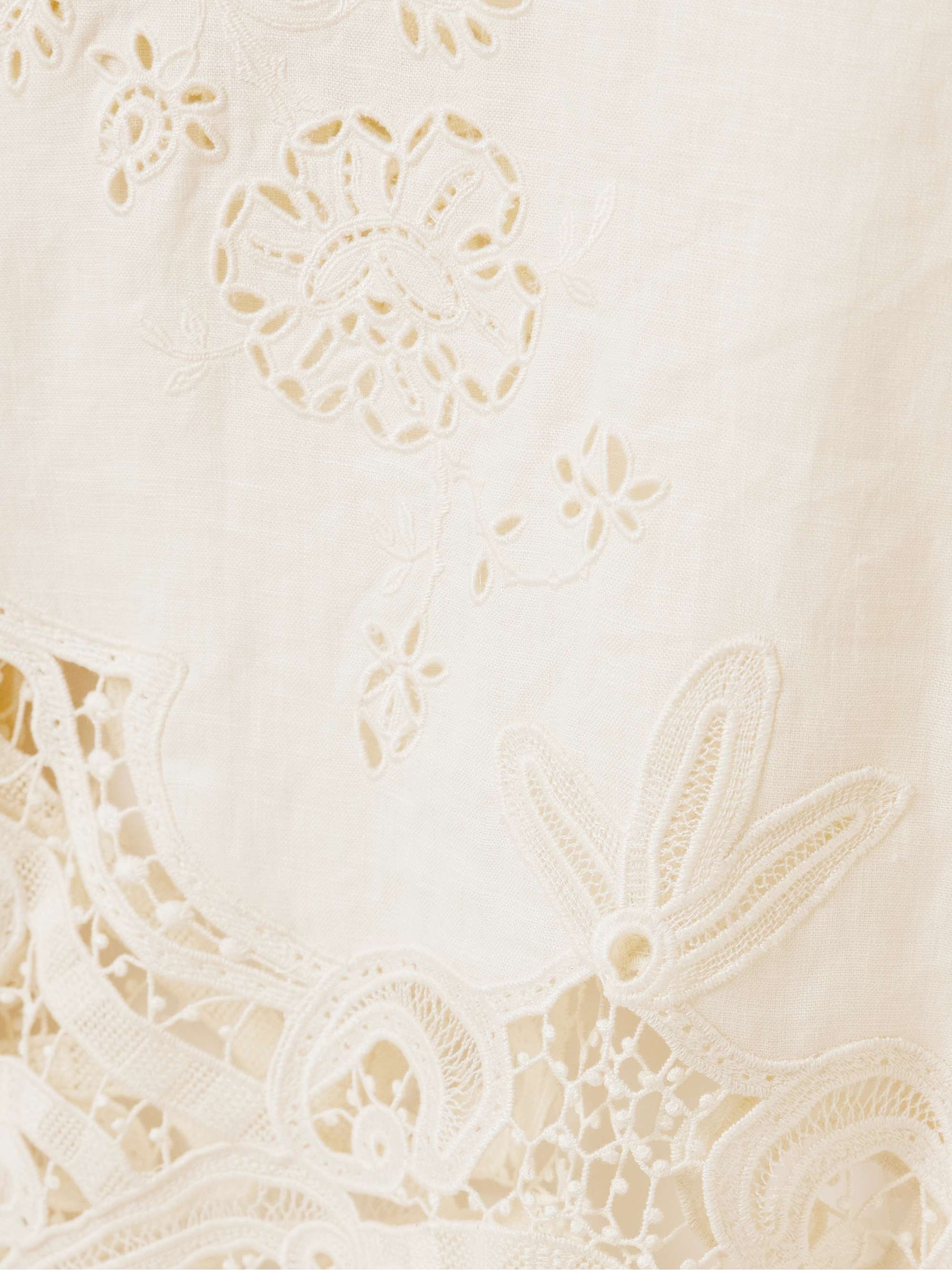 Olivette guipure lace-trimmed broderie anglaise linen midi dress view