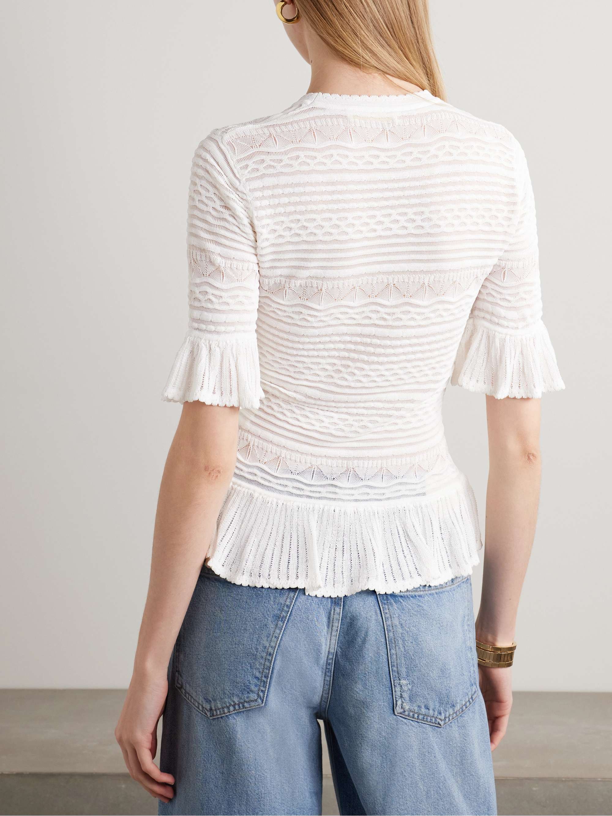 Flora ruffled knitted top view