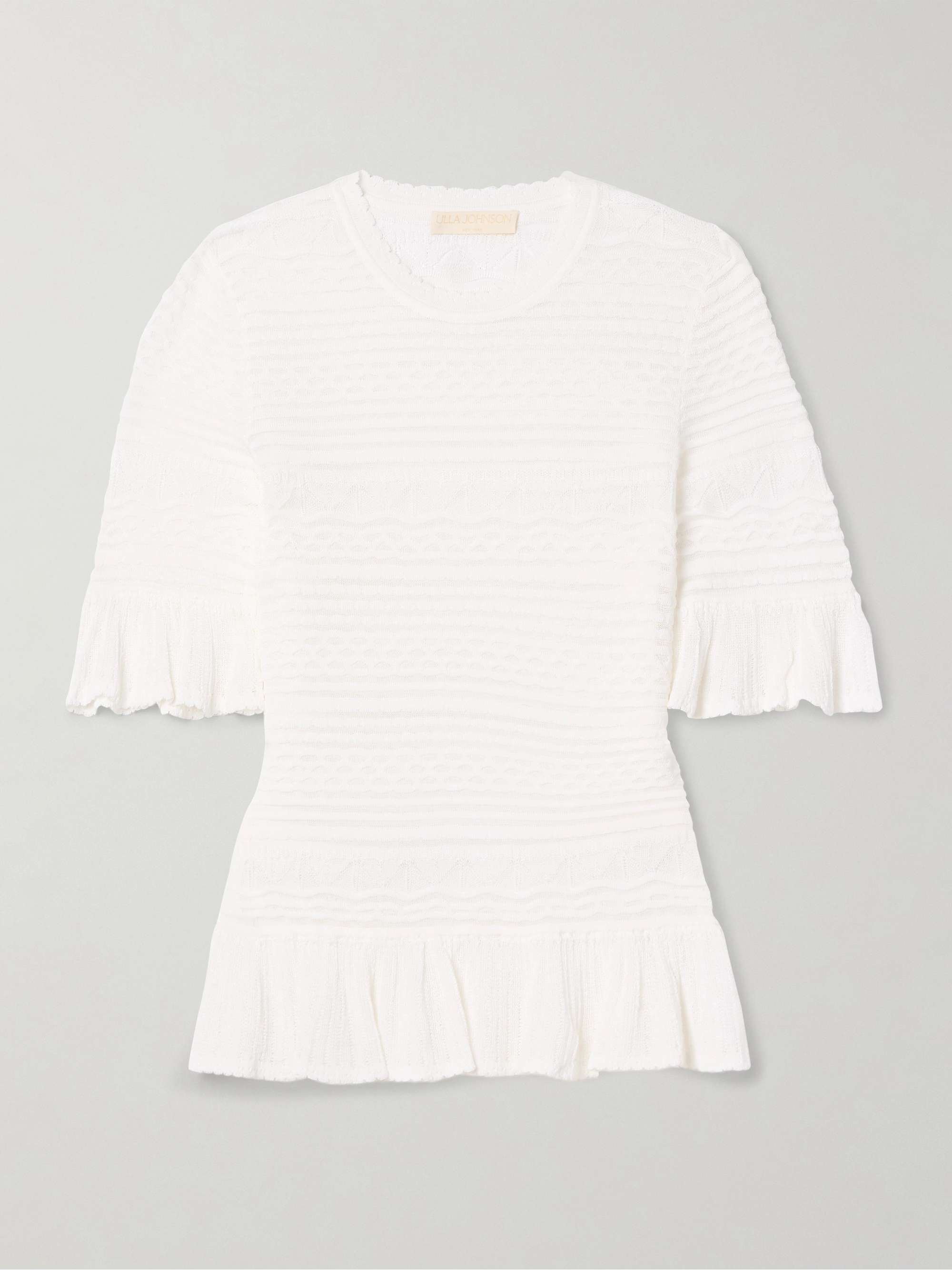 Flora ruffled knitted top view