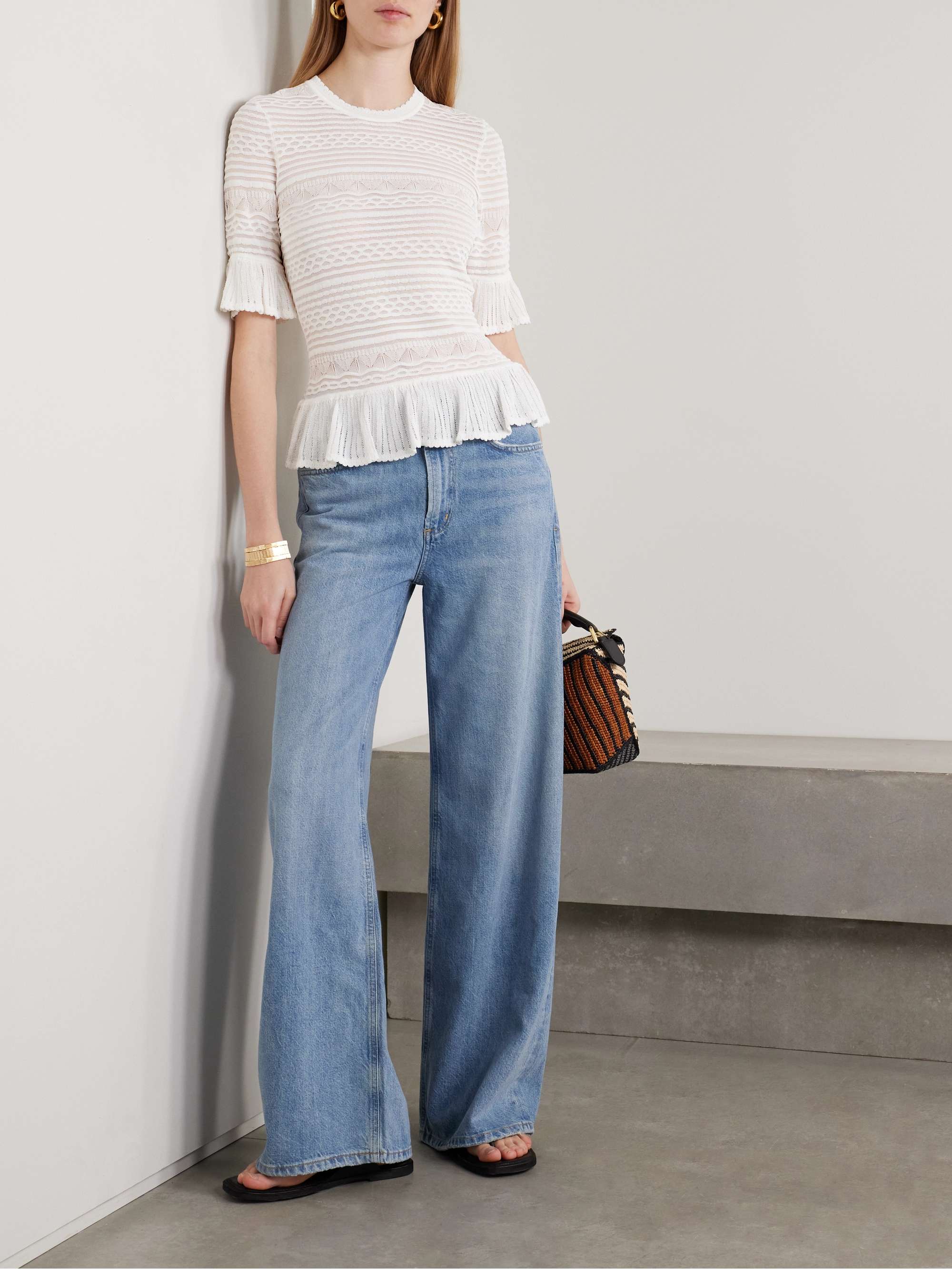 Flora ruffled knitted top view