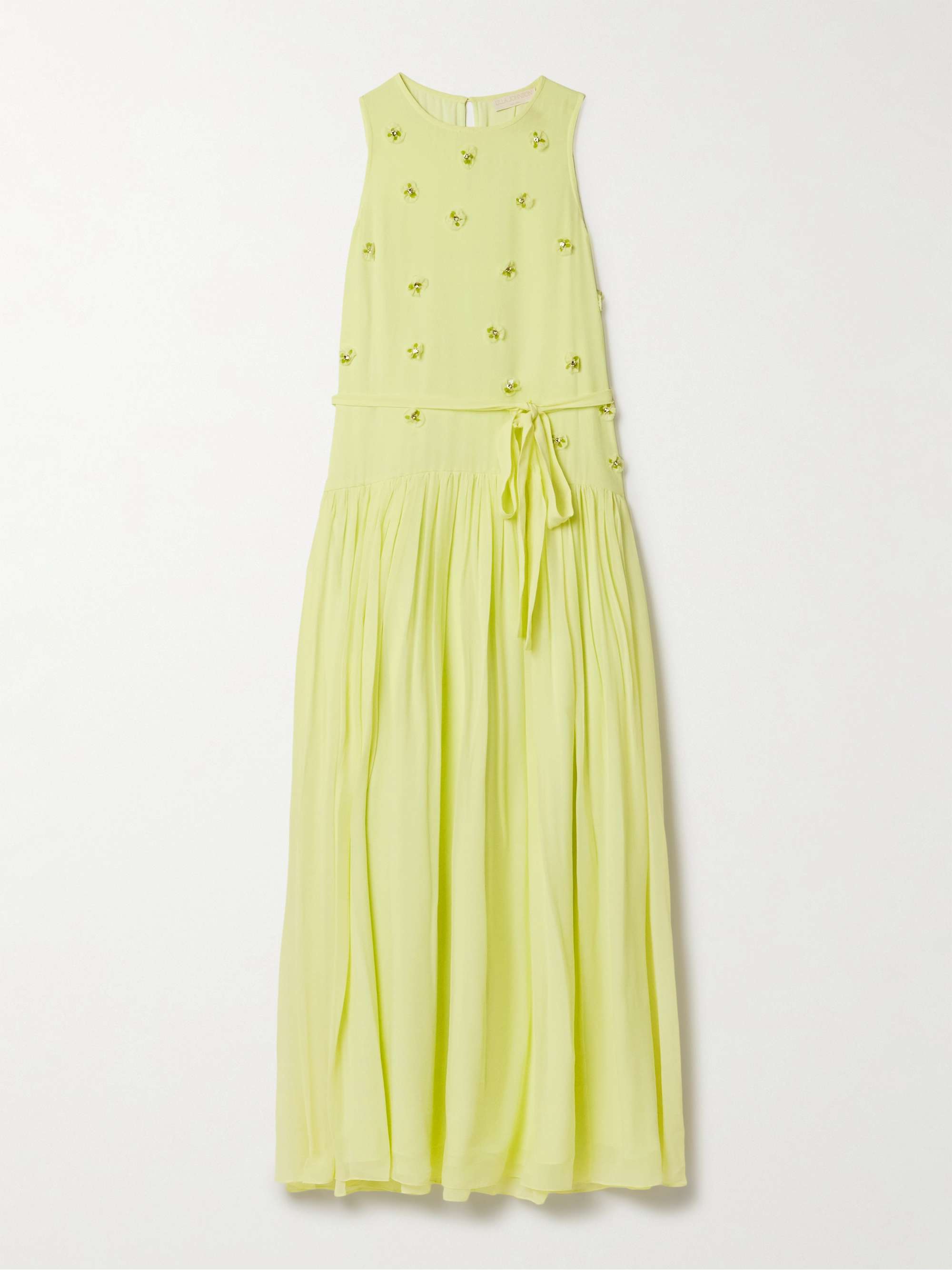 Eleni belted embellished silk-georgette maxi dress view