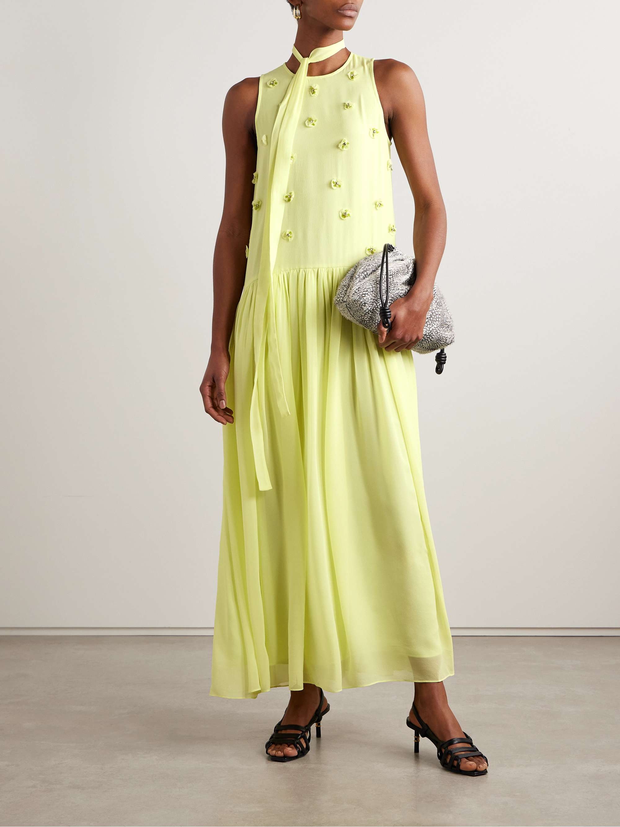 Eleni belted embellished silk-georgette maxi dress view