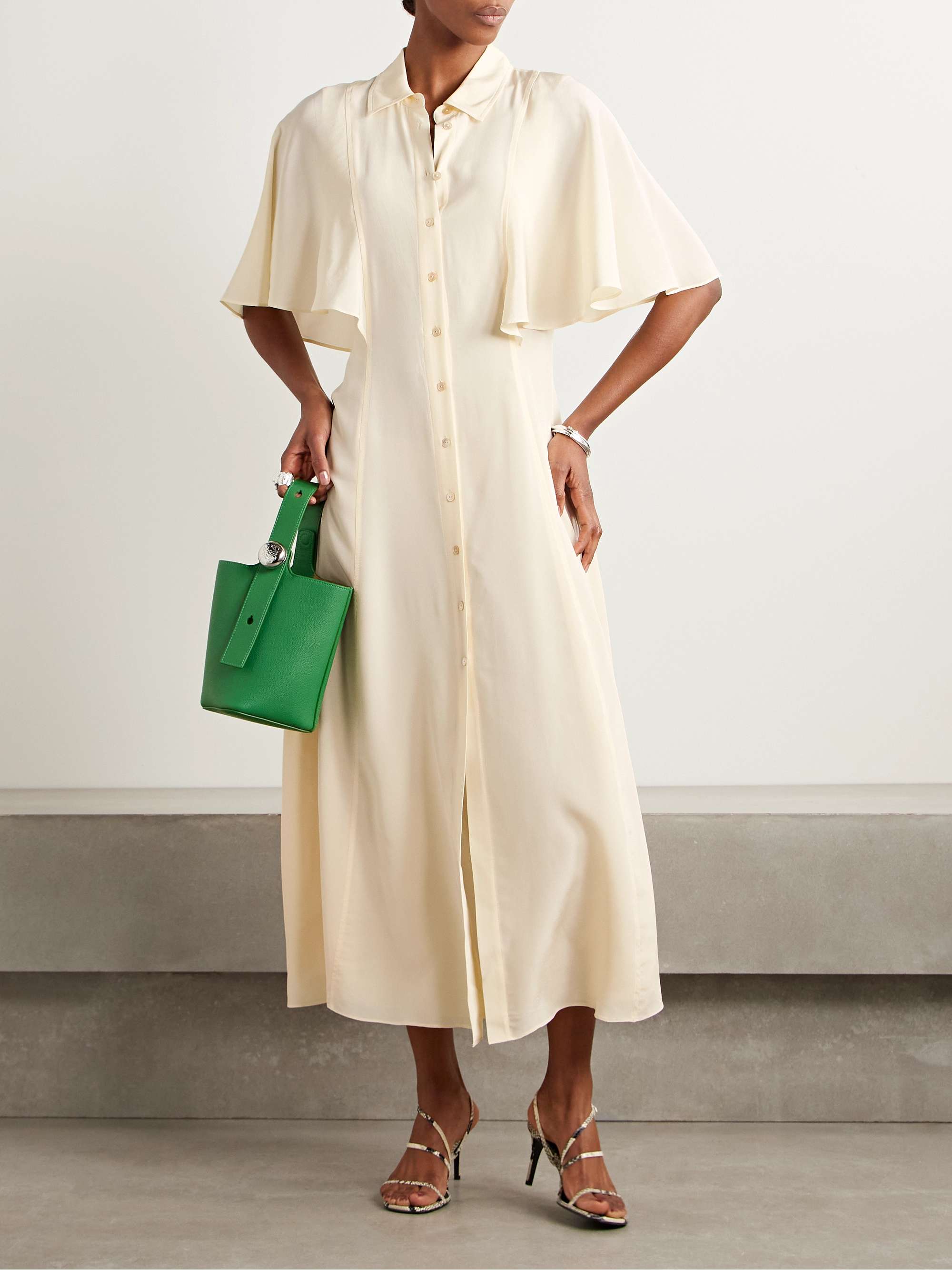 Silhouette silk crepe de chine midi shirt dress view