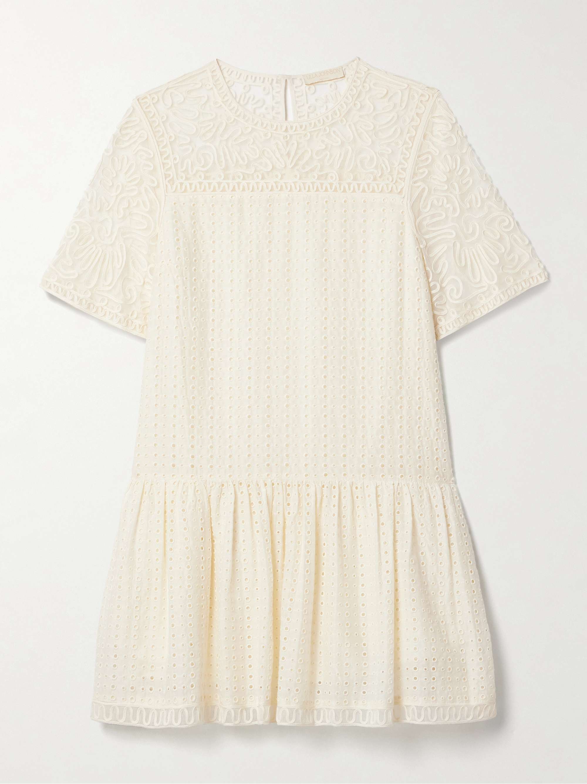 Gabi tulle-trimmed broderie anglaise cotton and silk-blend mini dress view