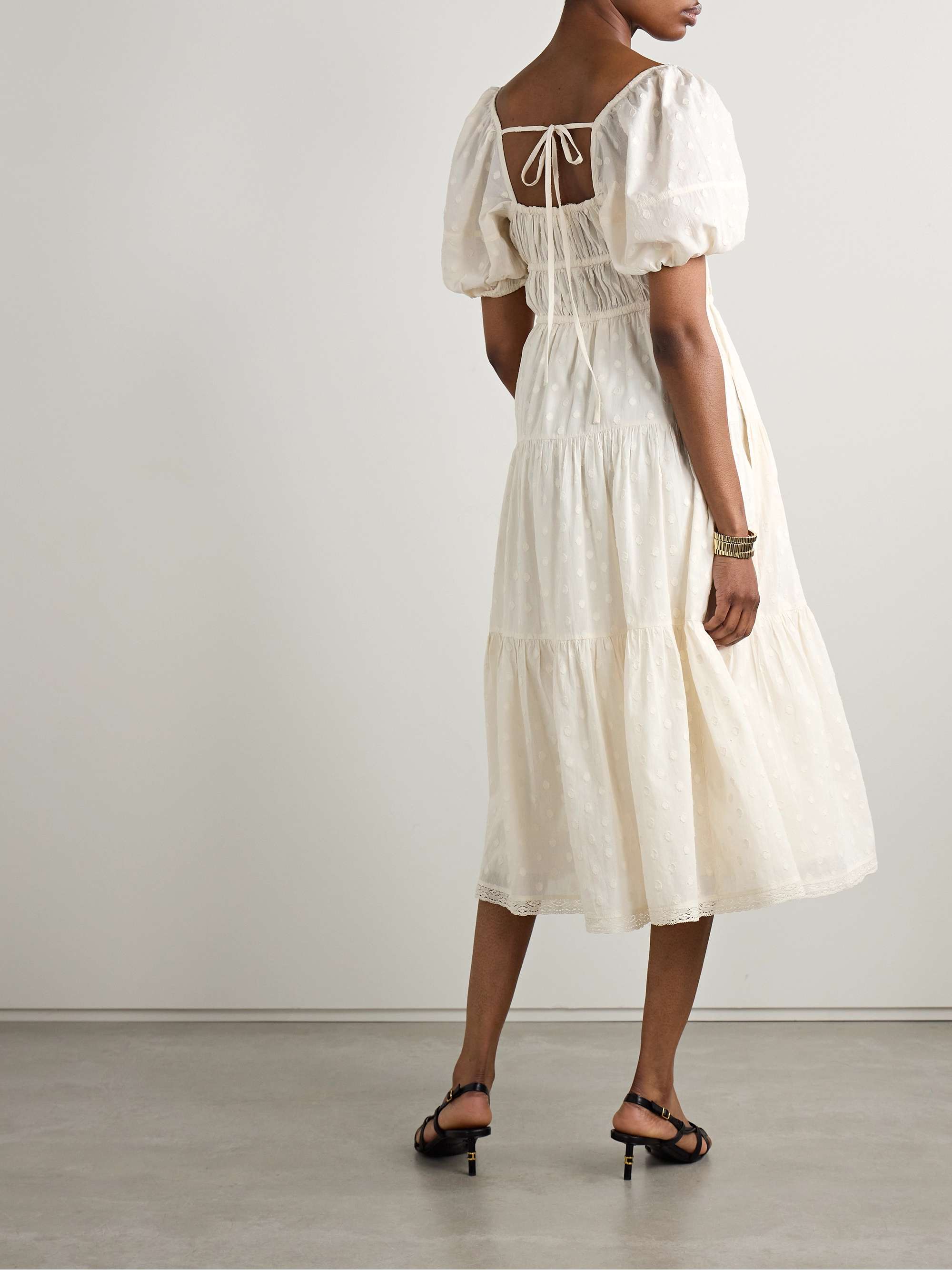 Palma crochet-trimmed fil coupé cotton-voile midi dress view