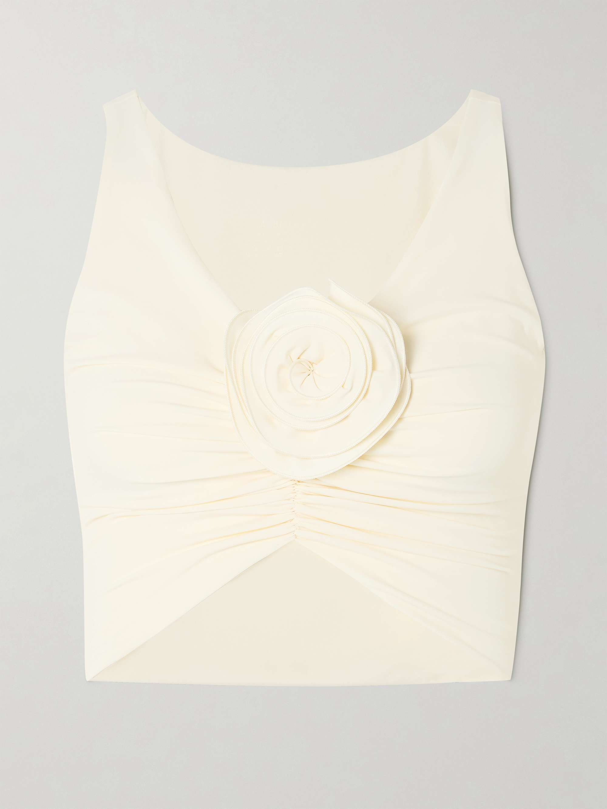 Appliquéd ruched bikini top view