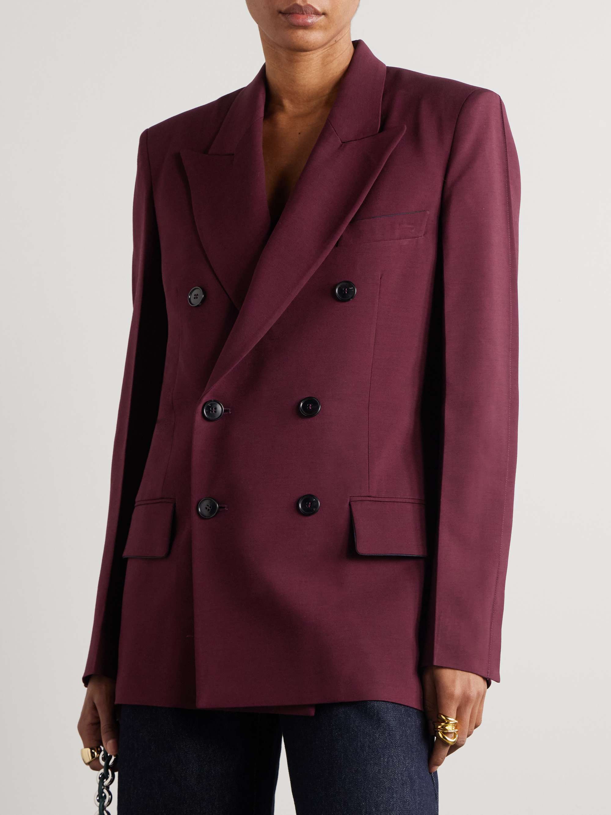 Double-breasted crepe blazer view