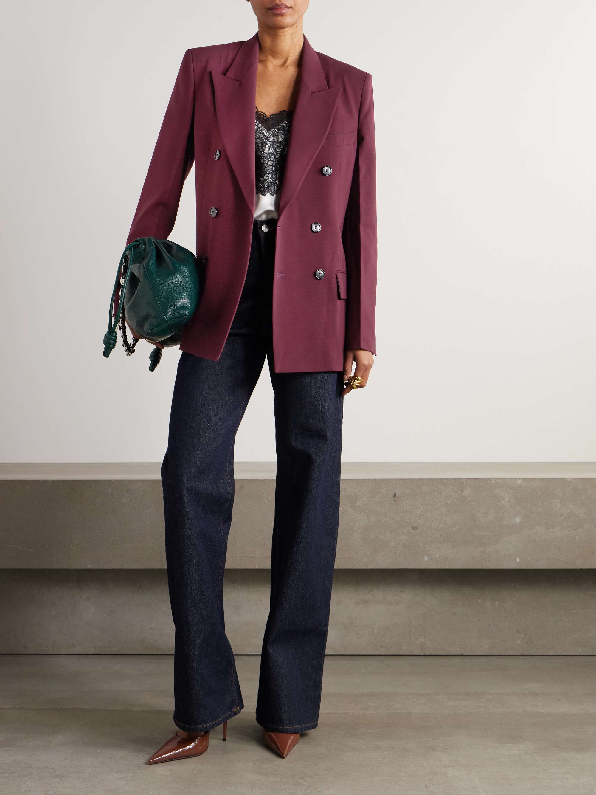 Double-breasted crepe blazer view