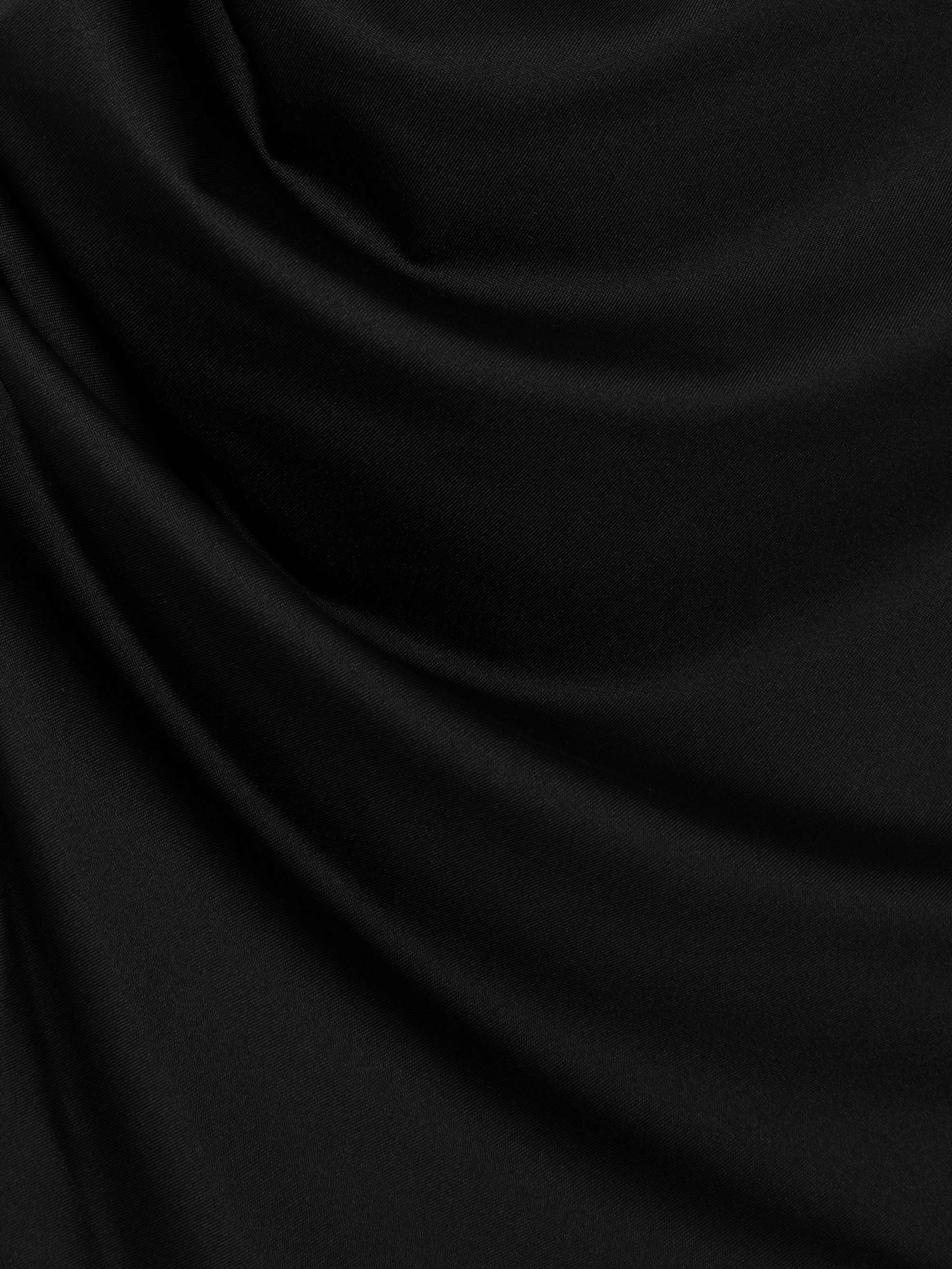 Asymmetric ruched satin-jersey midi dress view