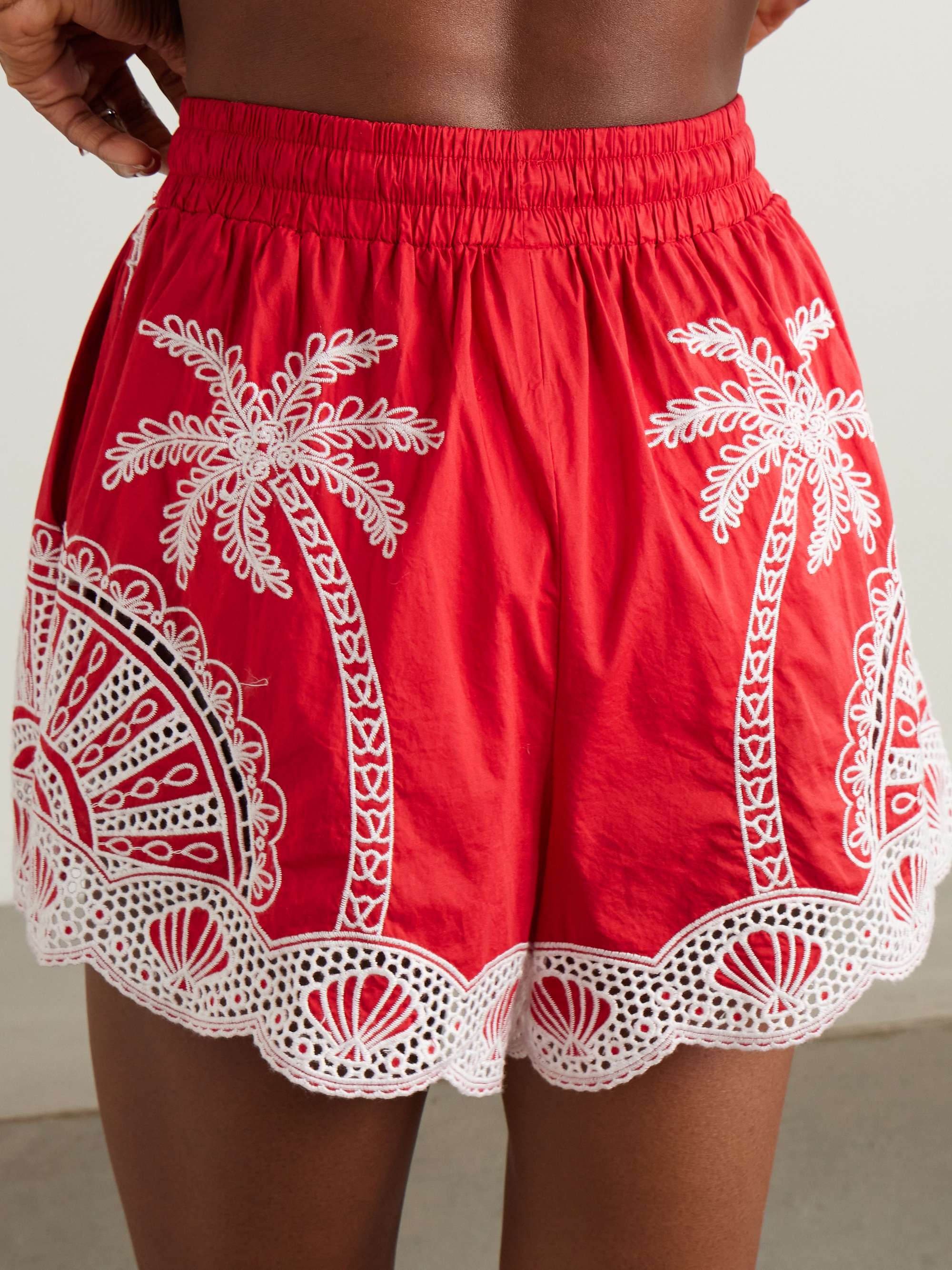 Scalloped broderie anglaise cotton shorts view