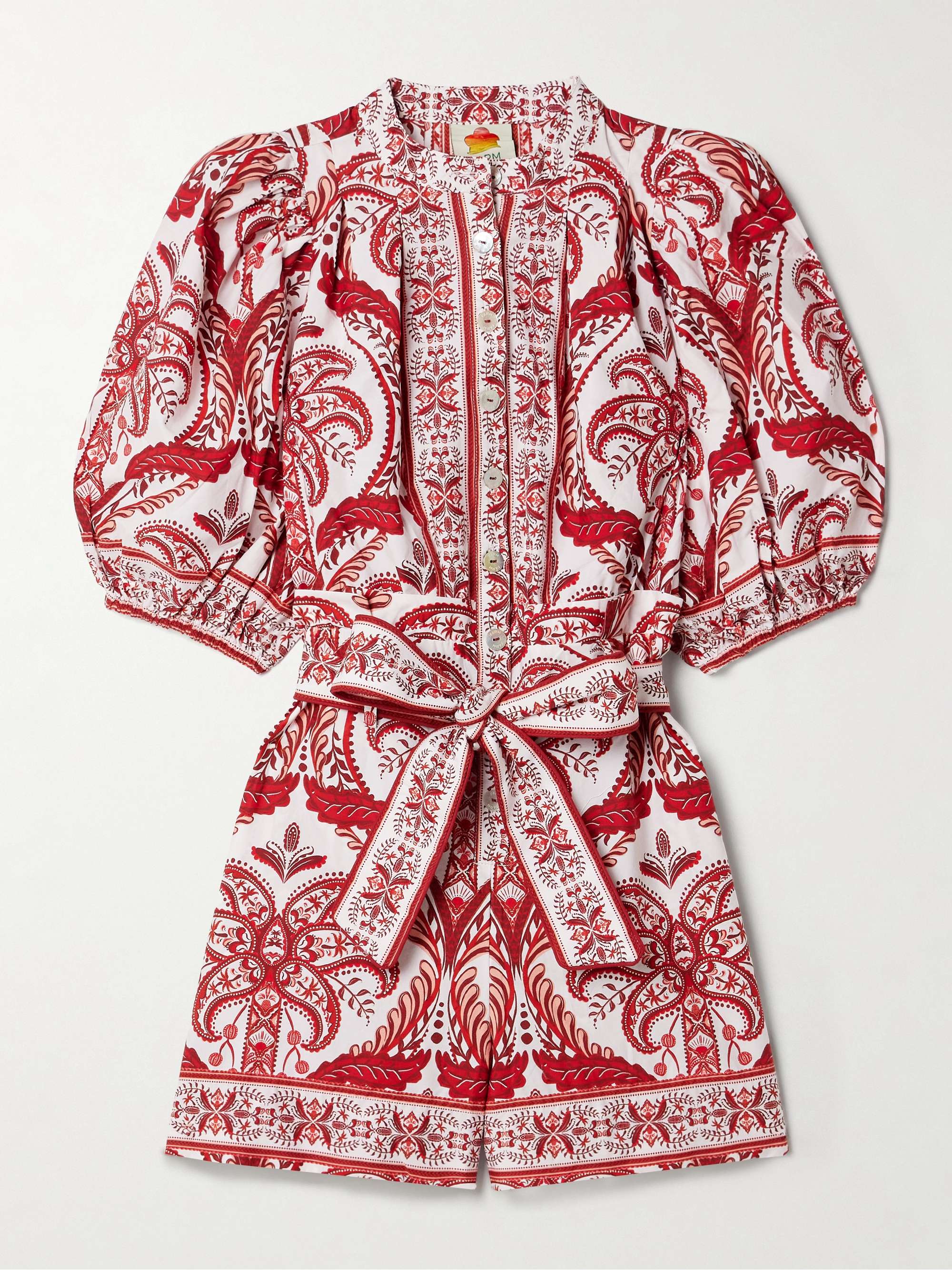 Belted printed cotton-poplin playsuit view