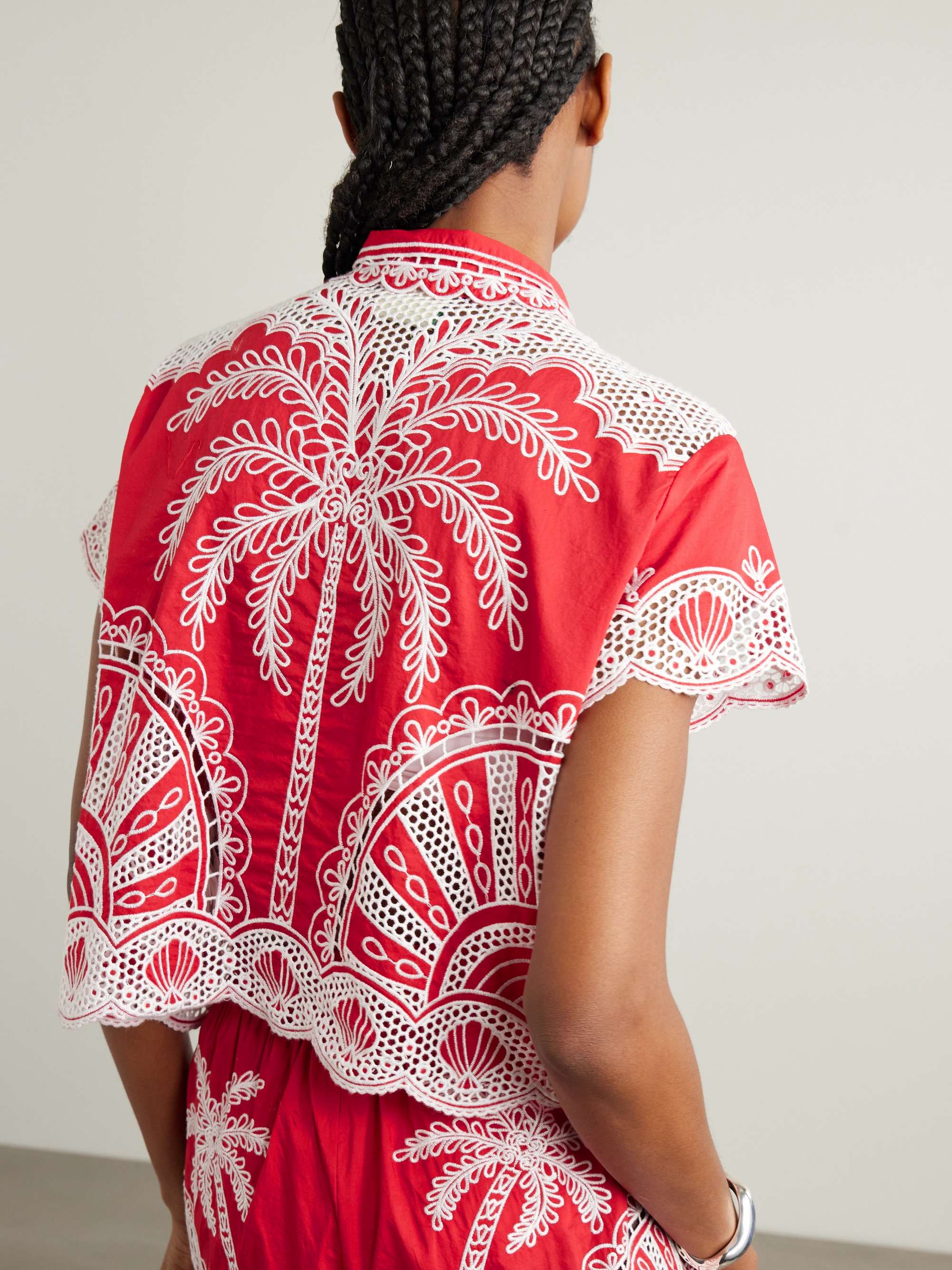 Scalloped broderie anglaise cotton shirt view