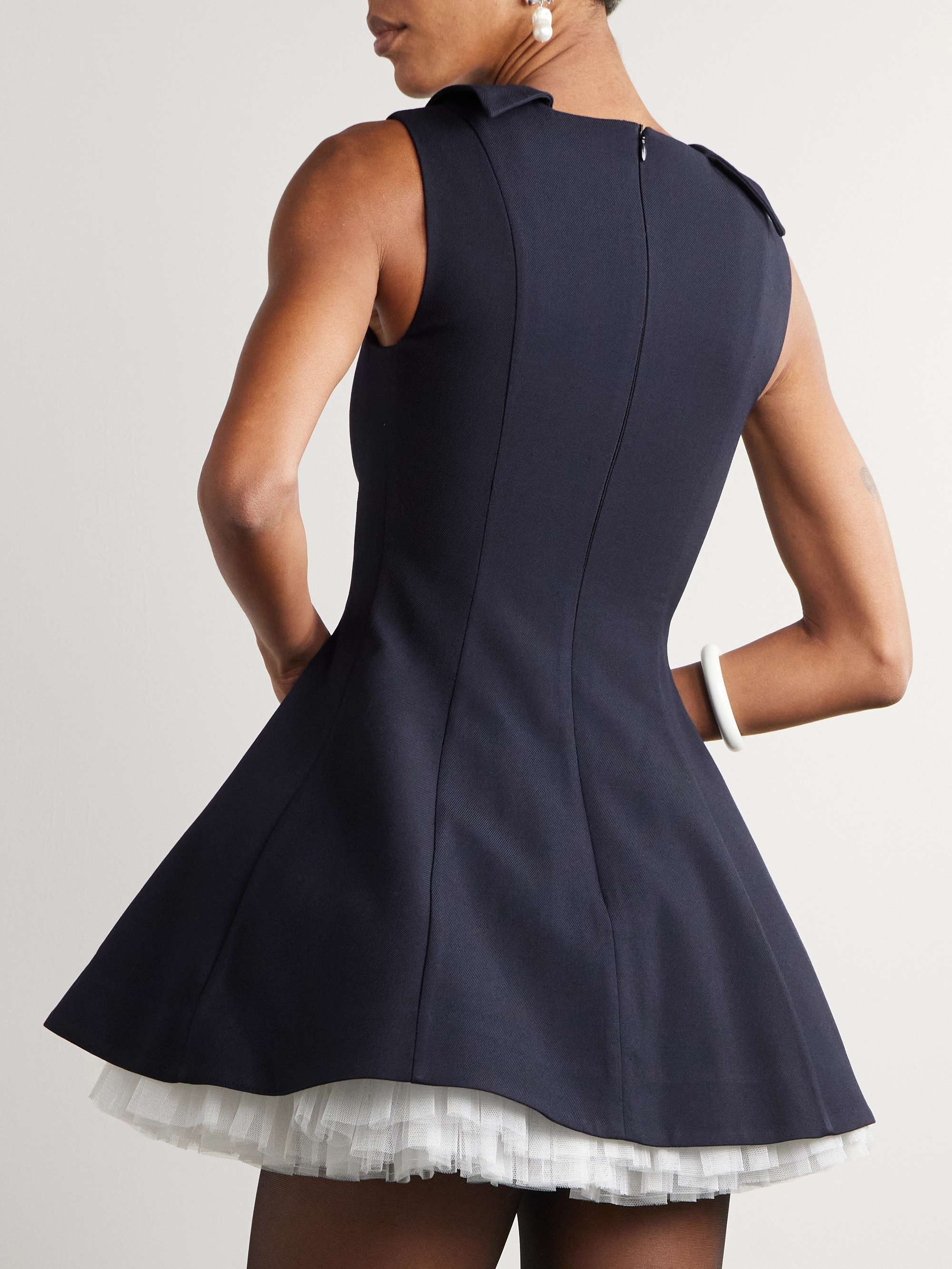 Organza-trimmed wool and silk-blend mini dress view