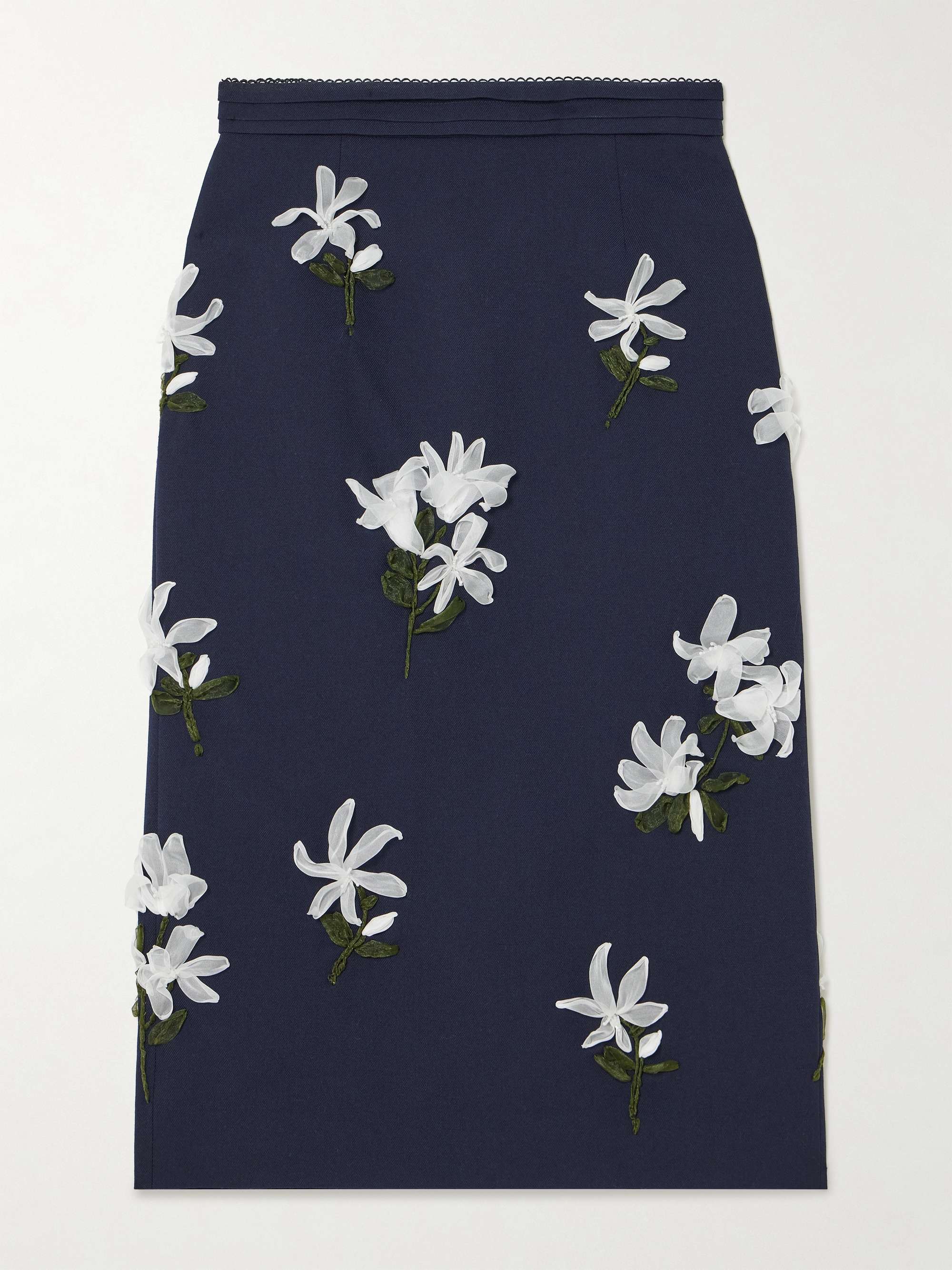 Embellished wool and silk-blend twill midi skirt view