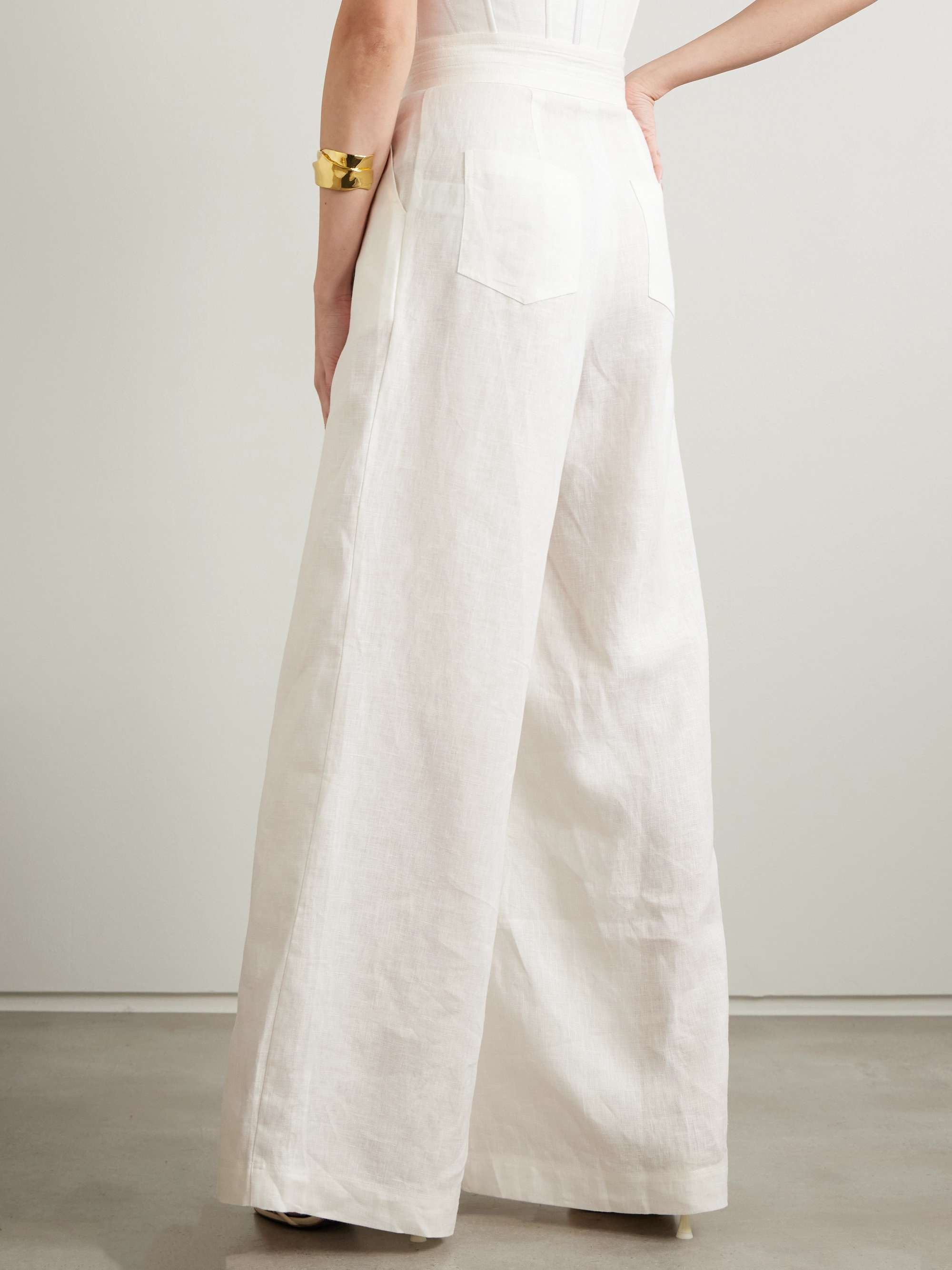 Kushi pleated linen wide-leg pants view