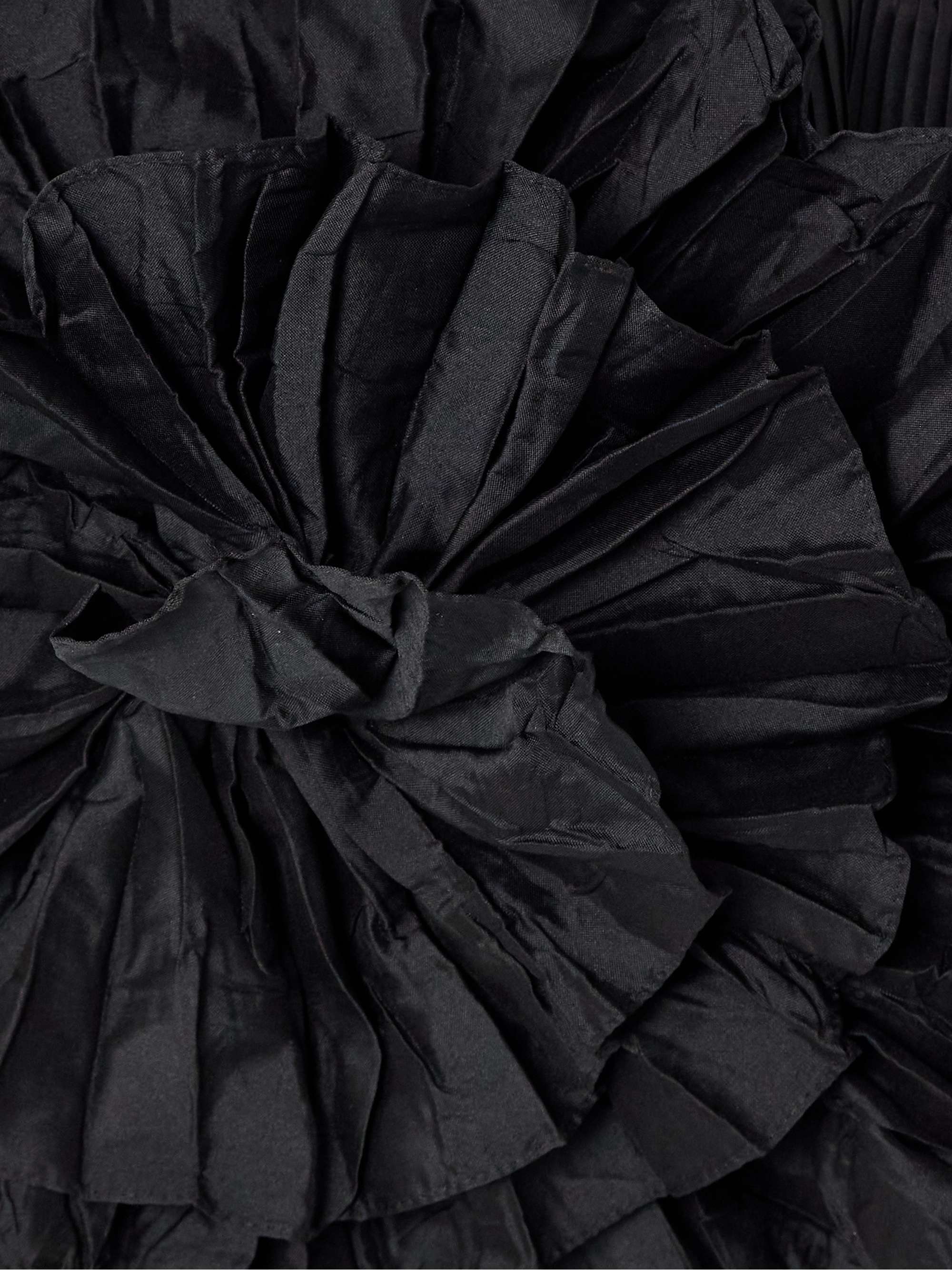 No Me Olvides appliquéd pleated taffeta top view