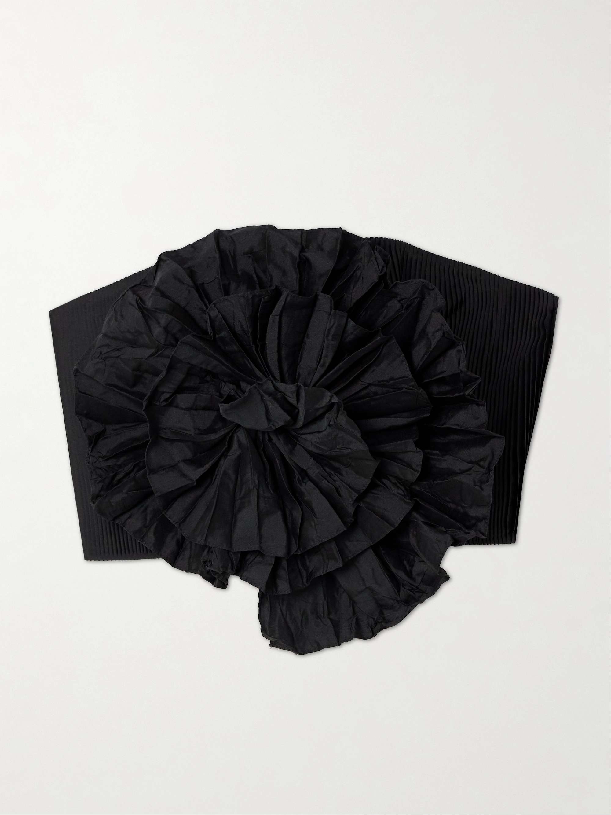 No Me Olvides appliquéd pleated taffeta top view