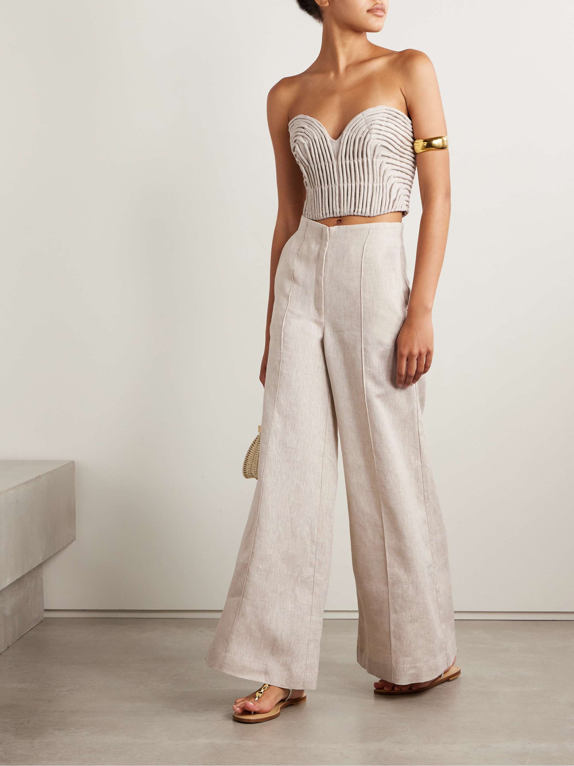 Prateek embroidered linen corset top view