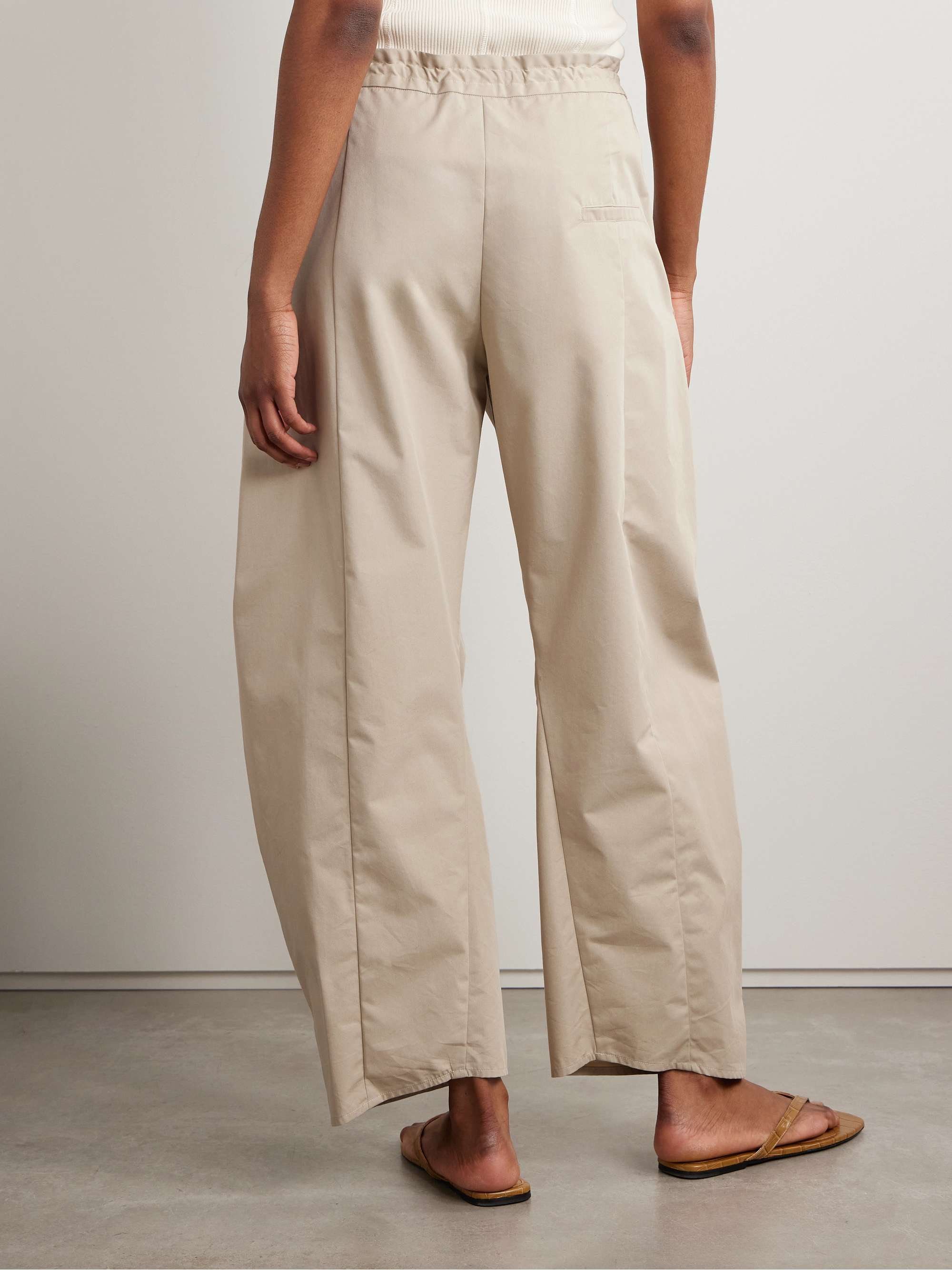 Clemence pleated cotton-blend twill barrel-leg pants view