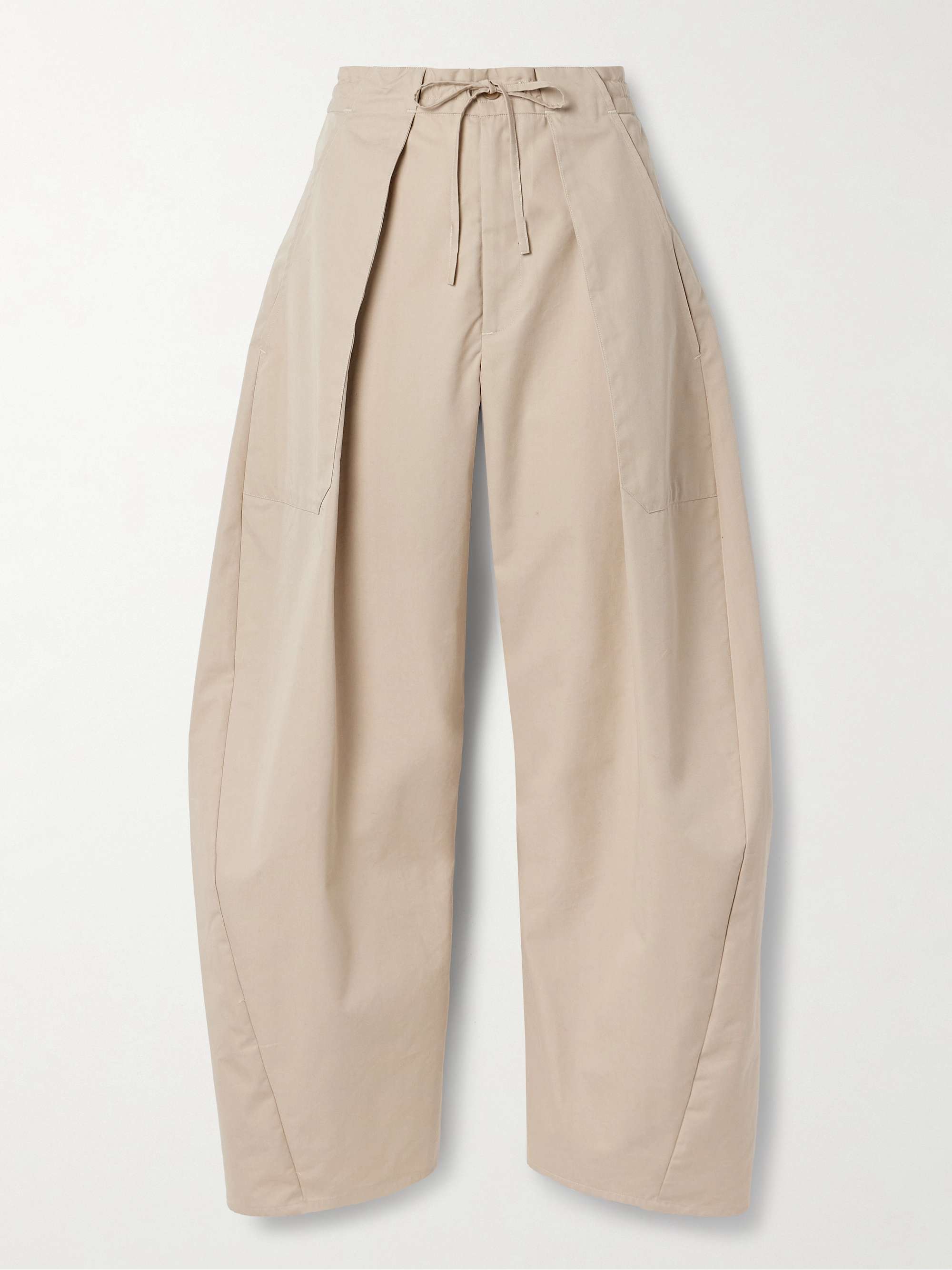 Clemence pleated cotton-blend twill barrel-leg pants view