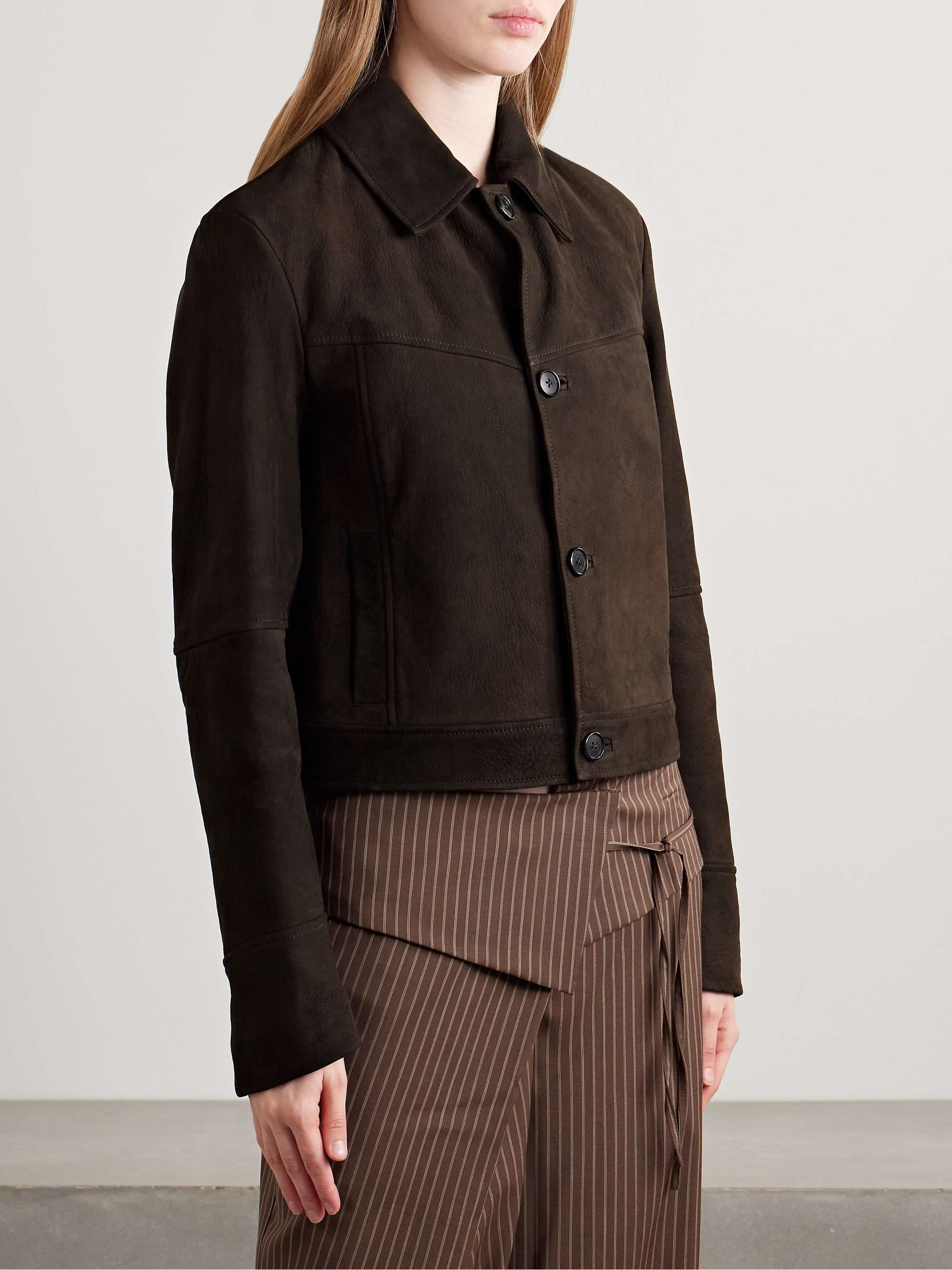 Avery cropped textured-suede jacket view
